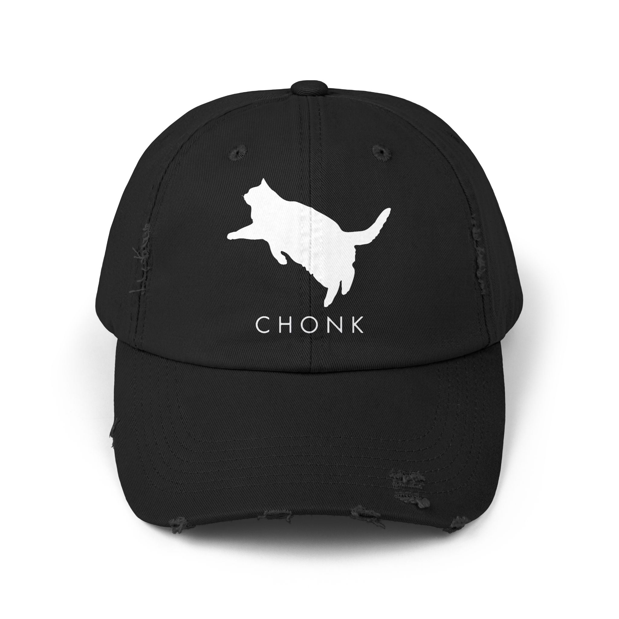 Distressed Cat Lover Cap (White Logo), Funny Pet Hat for Cat Owners, Adjustable Cap for Summer, Gift for Cat Lovers, Cute Chonk Cap