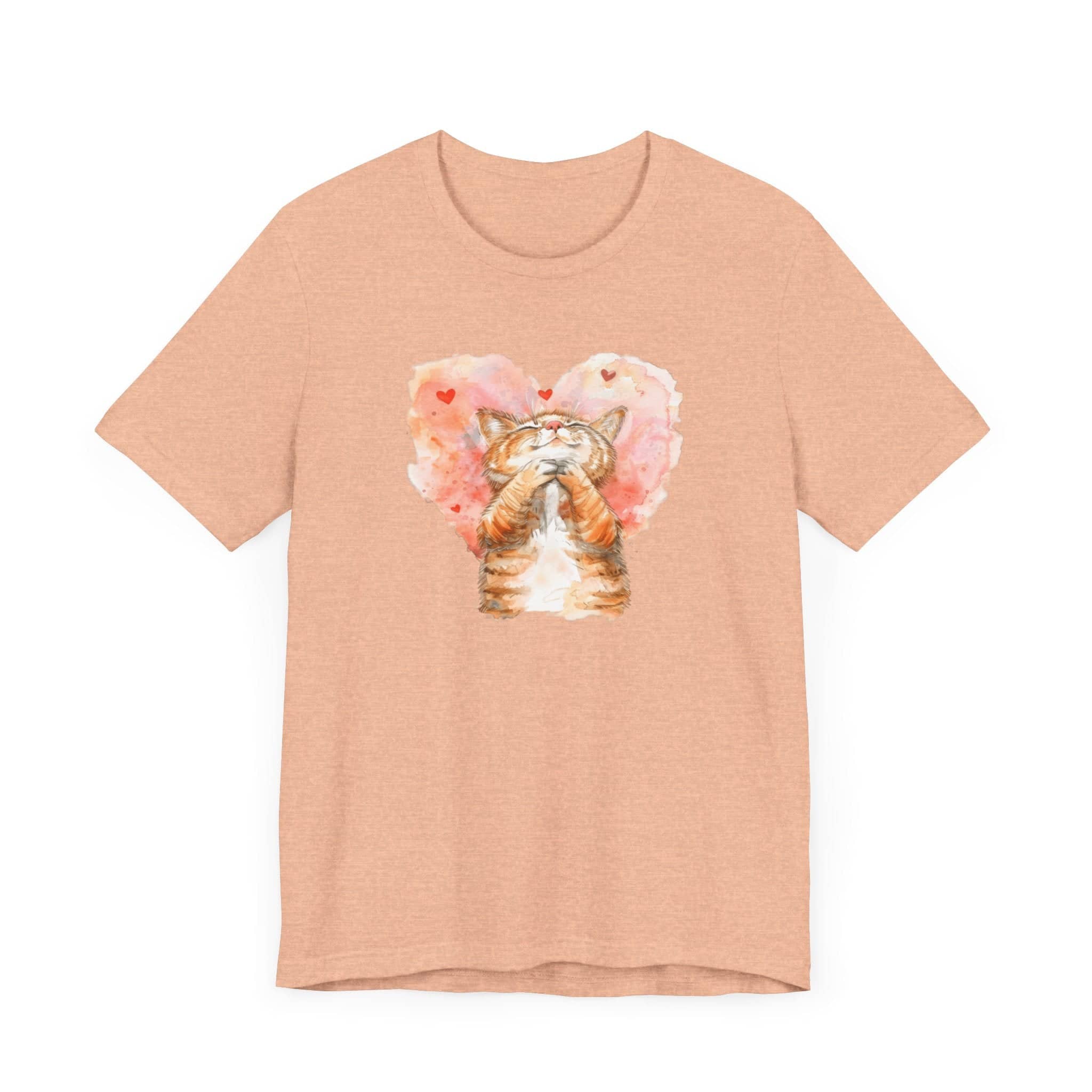 Love Whiskers Tee - Watercolor Heart & Cat T-Shirt