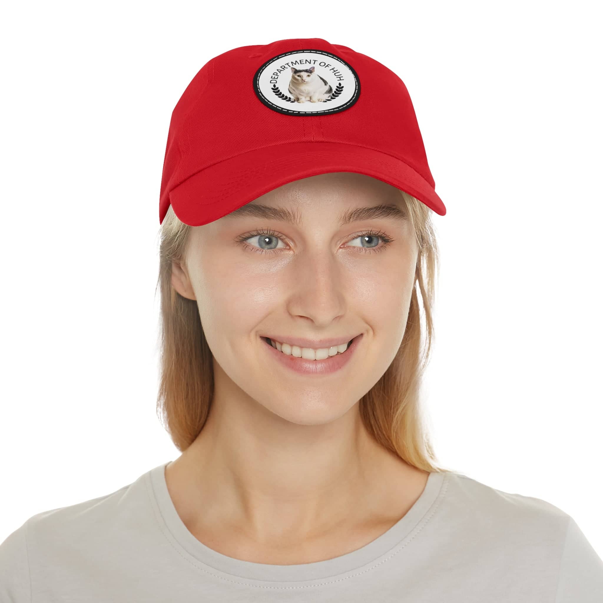 Department of HUH Cat Dad Hat with Leather Patch (Round)