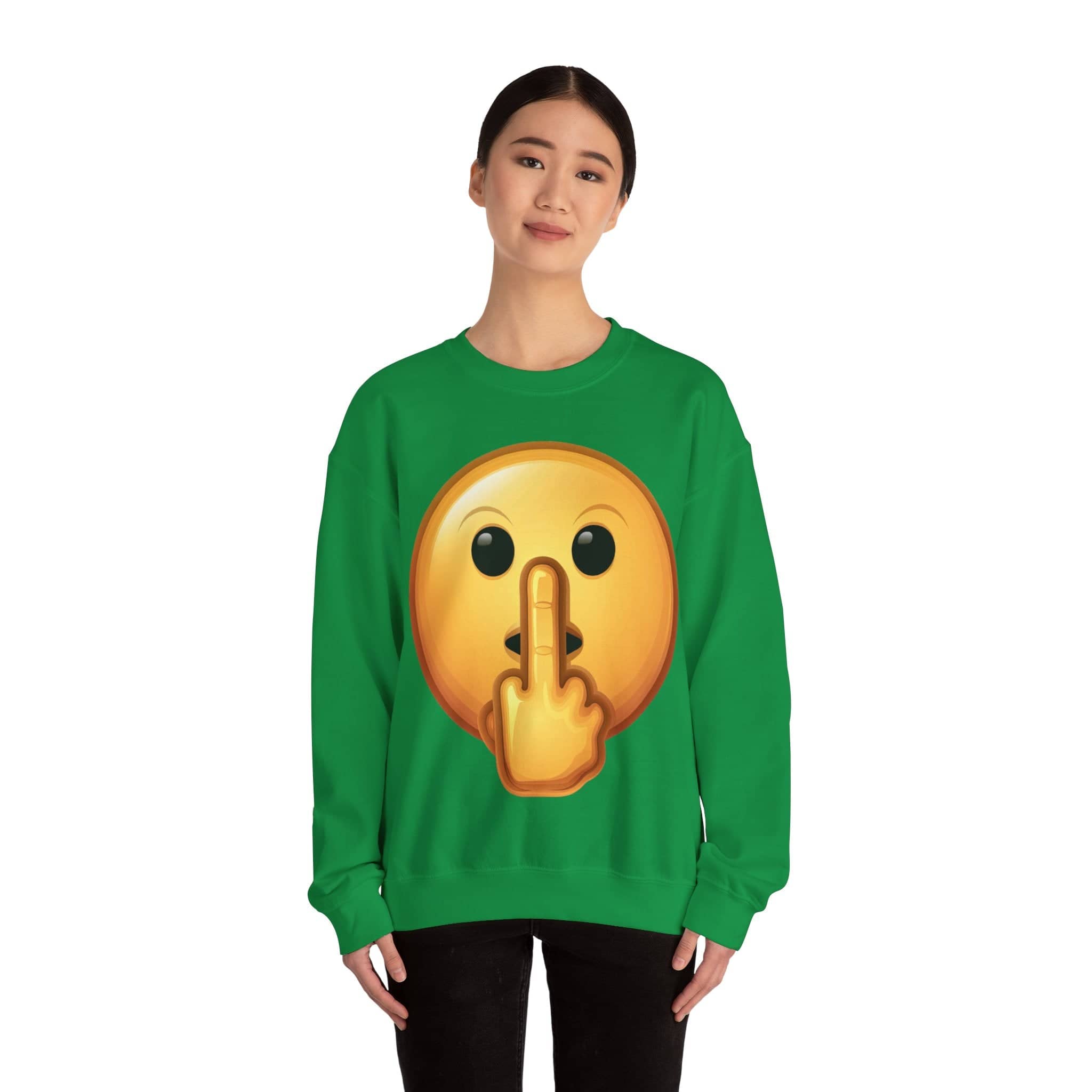 Middle Finger FU Shh Silent Protest Emoji Unisex Heavy Blend™ Crewneck Sweatshirt