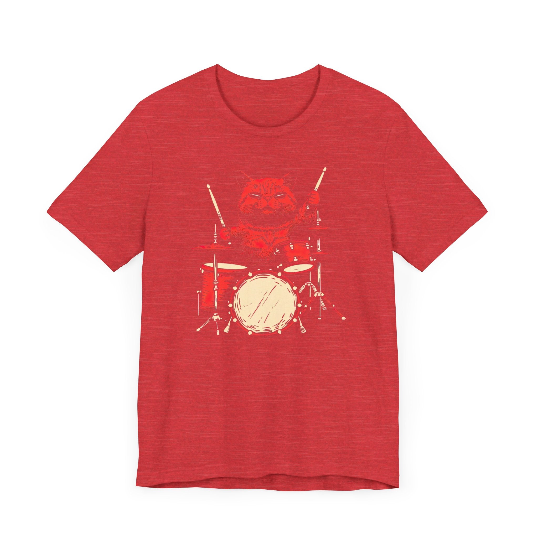 Drumming Cat T-Shirt - Feline Drummer Cool Music Design