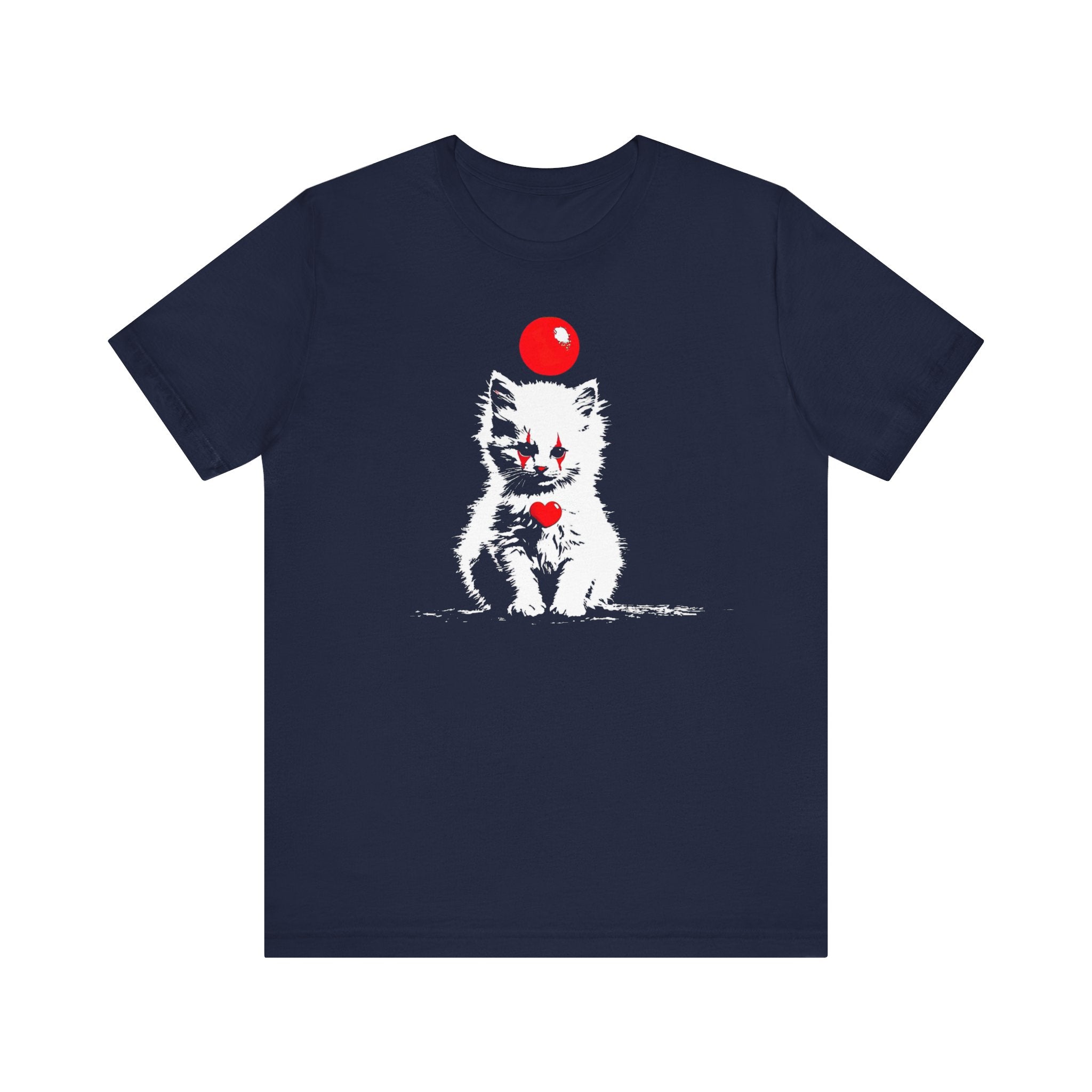 Creepy Clown Cat T-Shirt Playful and Spooky Design