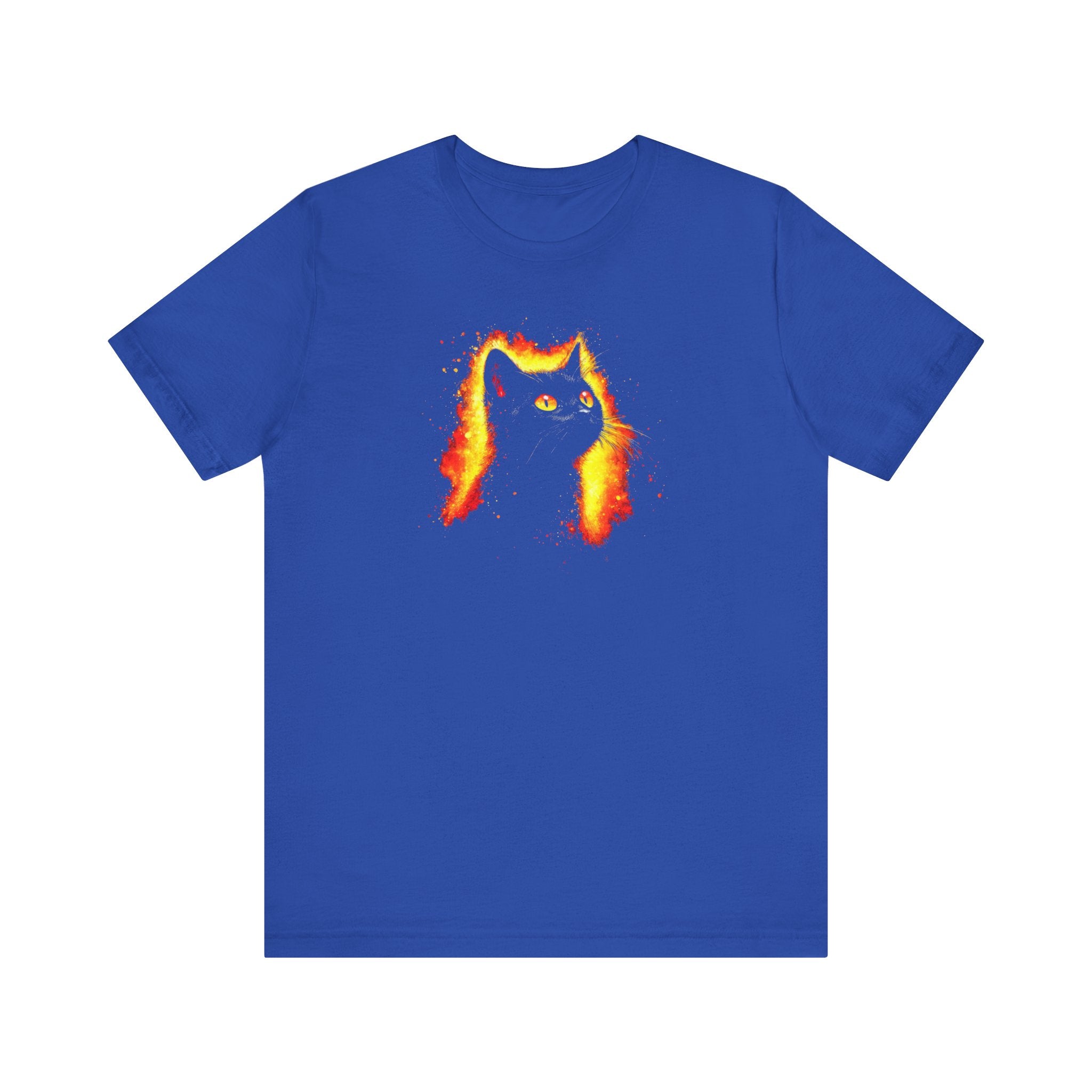 Fiery Black Cat Graphic Tee – Bold and Vibrant Cat Lover Shirt