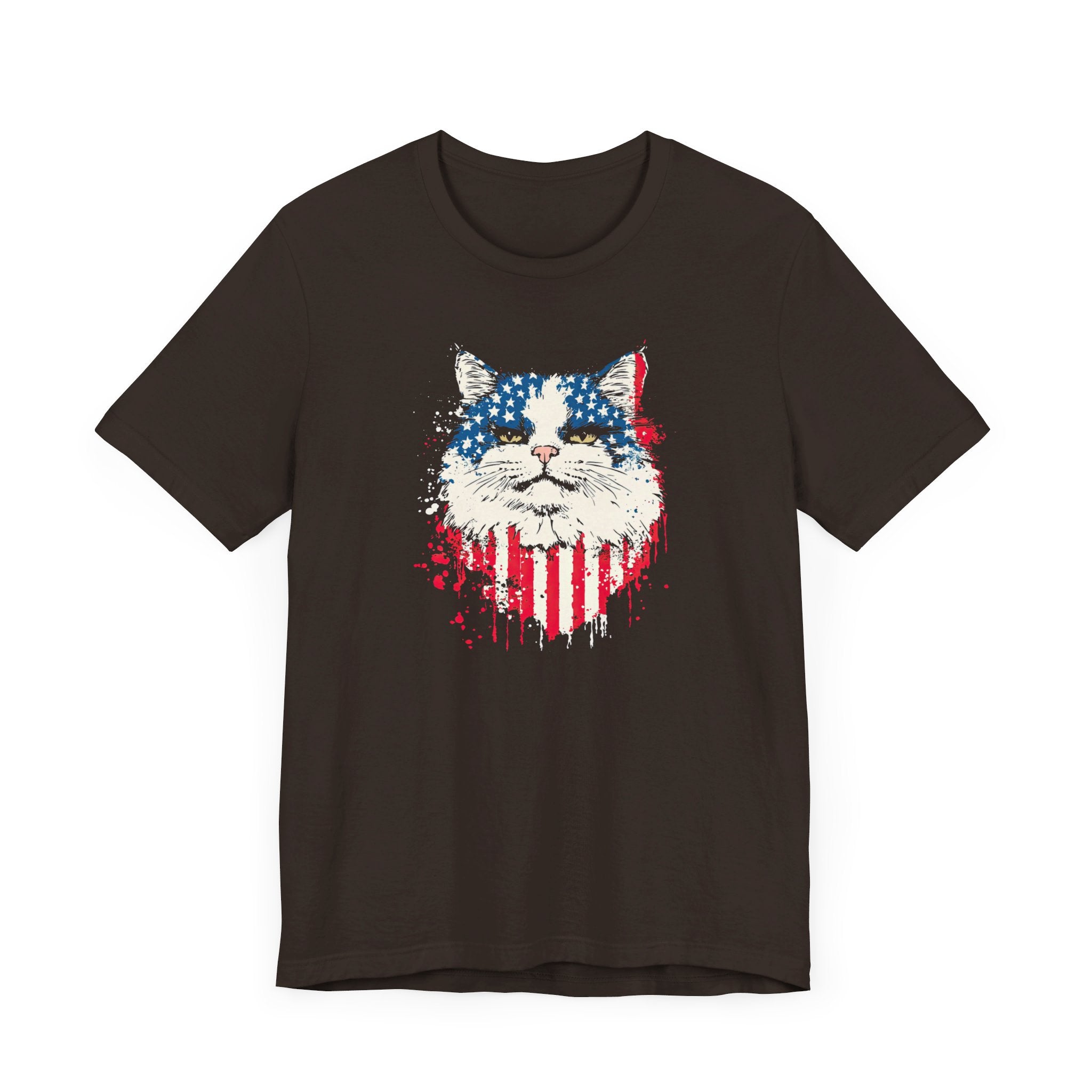 American Flag Cat Face T-Shirt – Patriotic Cat Lover Tee