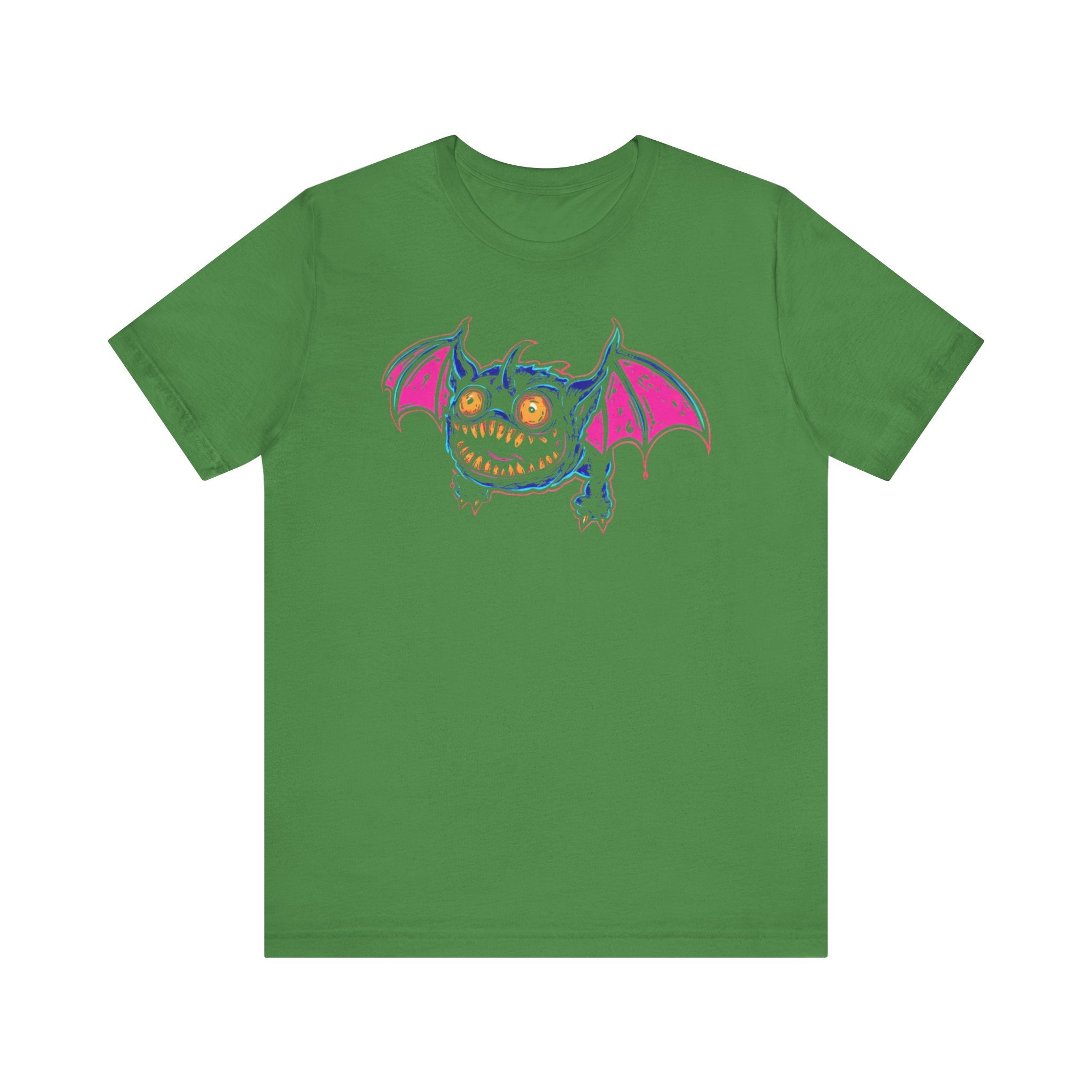 Neon Bat Creature T-Shirt Vibrant Fantasy Monster Graphic Tee