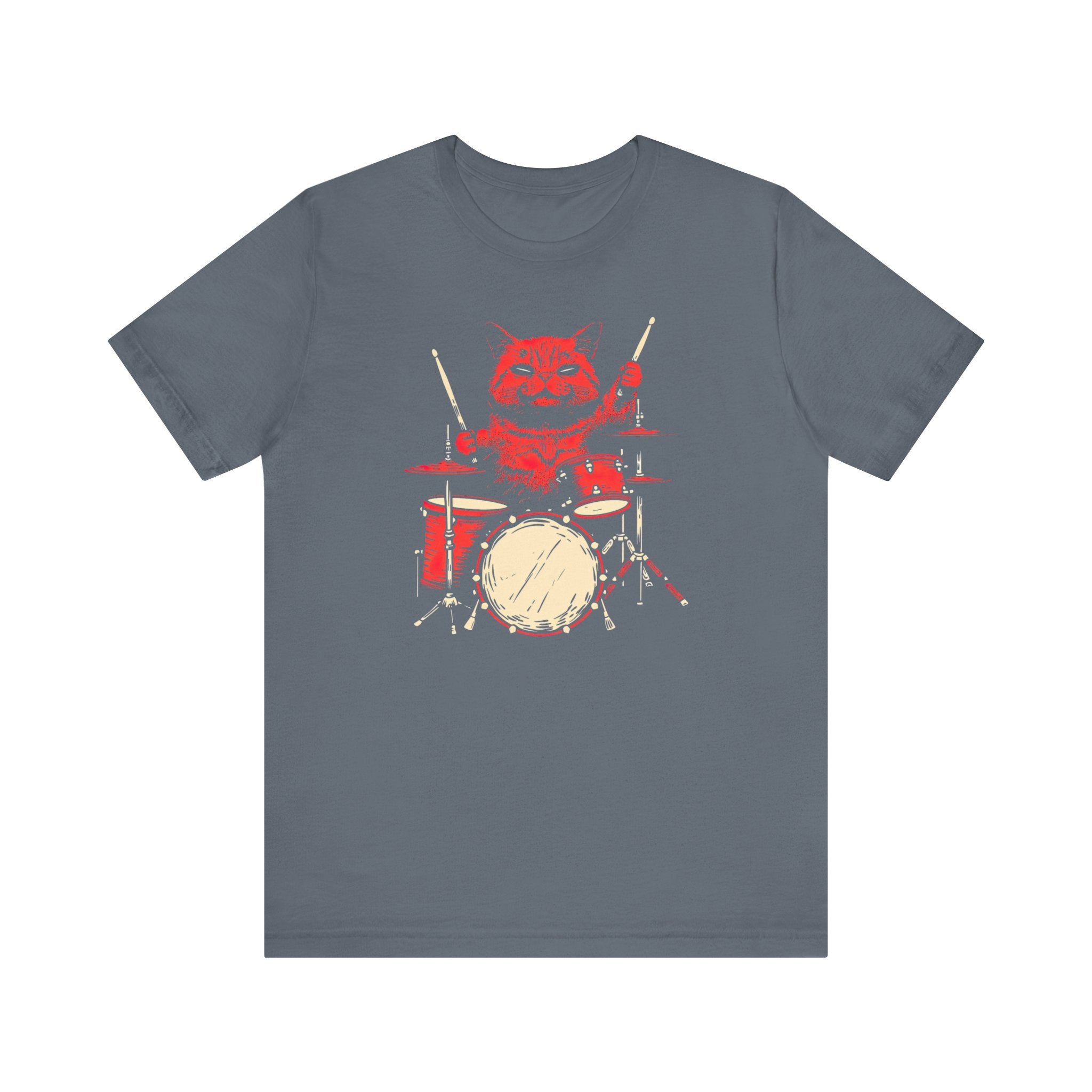 Drumming Cat T-Shirt - Feline Drummer Cool Music Design