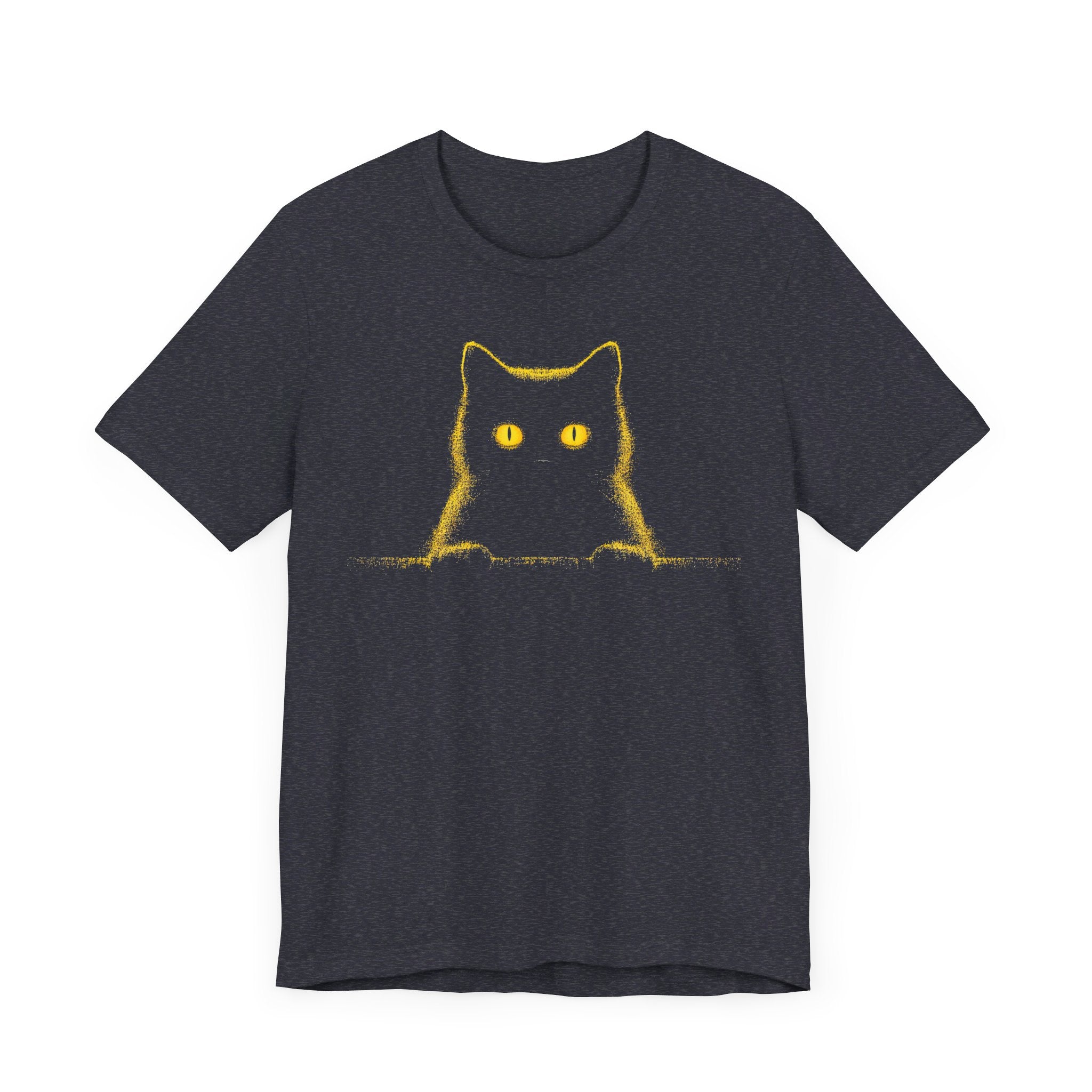 Glowing Eyes Black Cat Graphic Tee – Mysterious Feline Lover Shirt