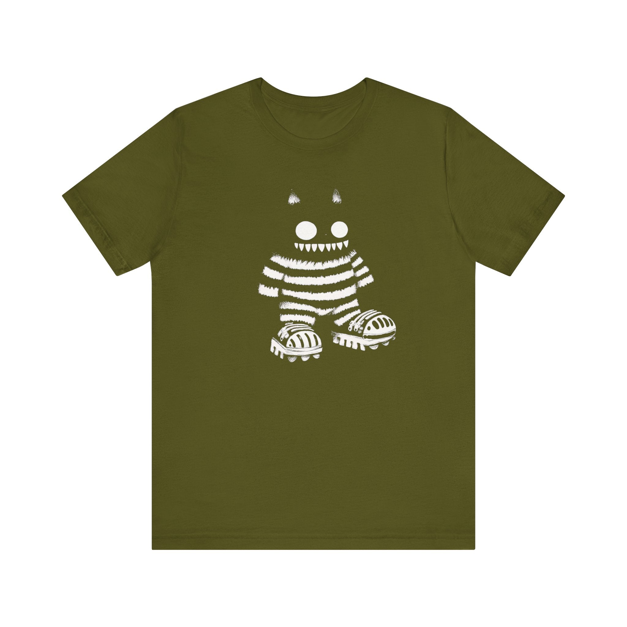 Striped Cat Monster Graphic Tee – Playful and Edgy Creature Design Shirt
