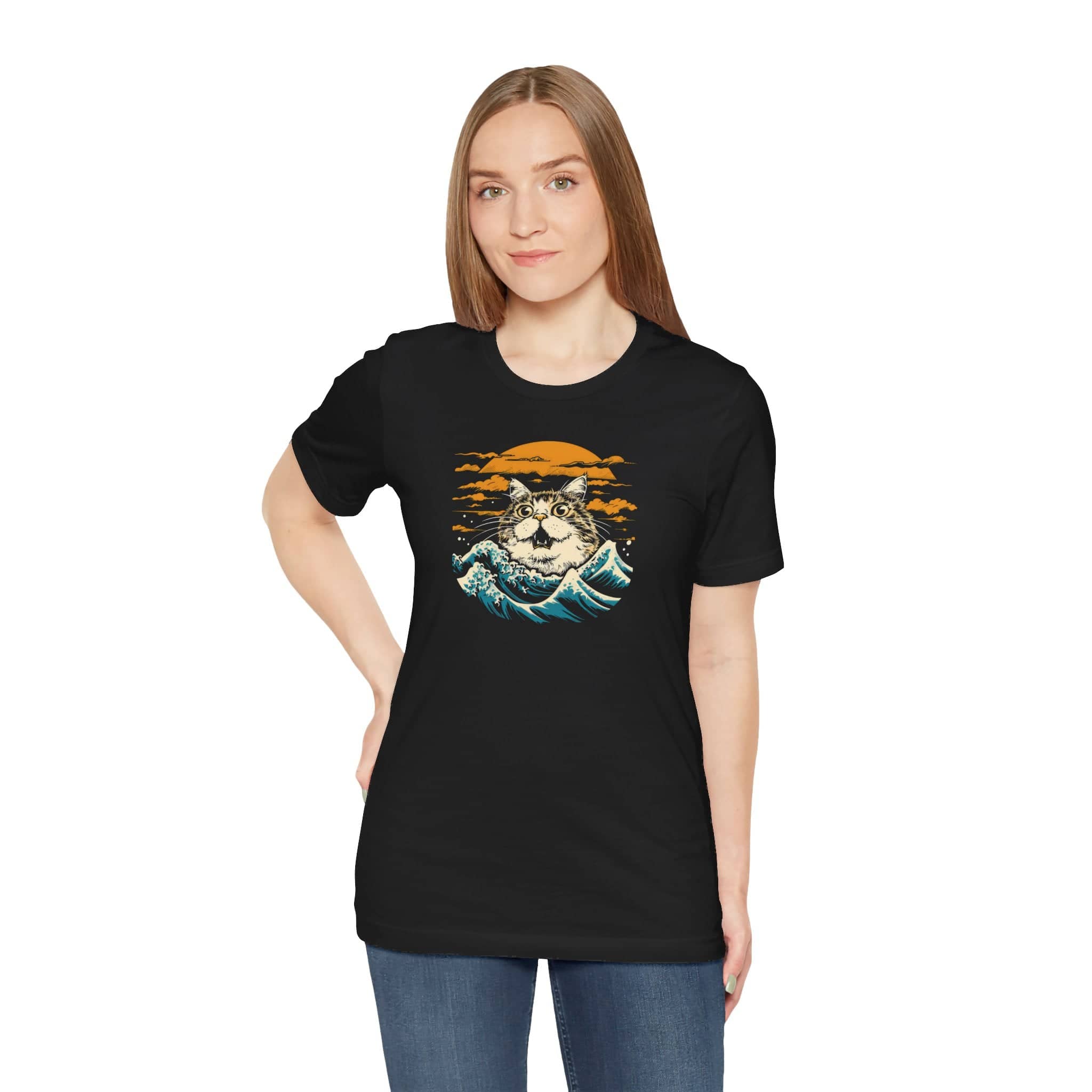 Cat in Sunset Waves T-Shirt