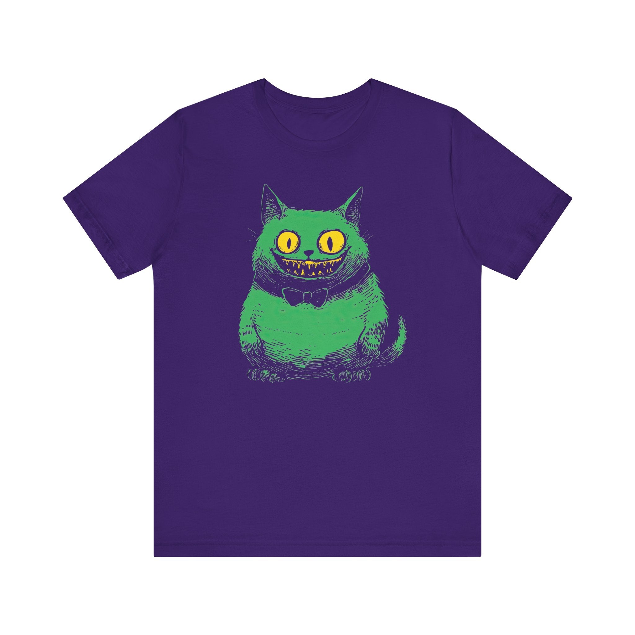 Cheshire Cat T-Shirt - Creepy Green Grinning Cat Design