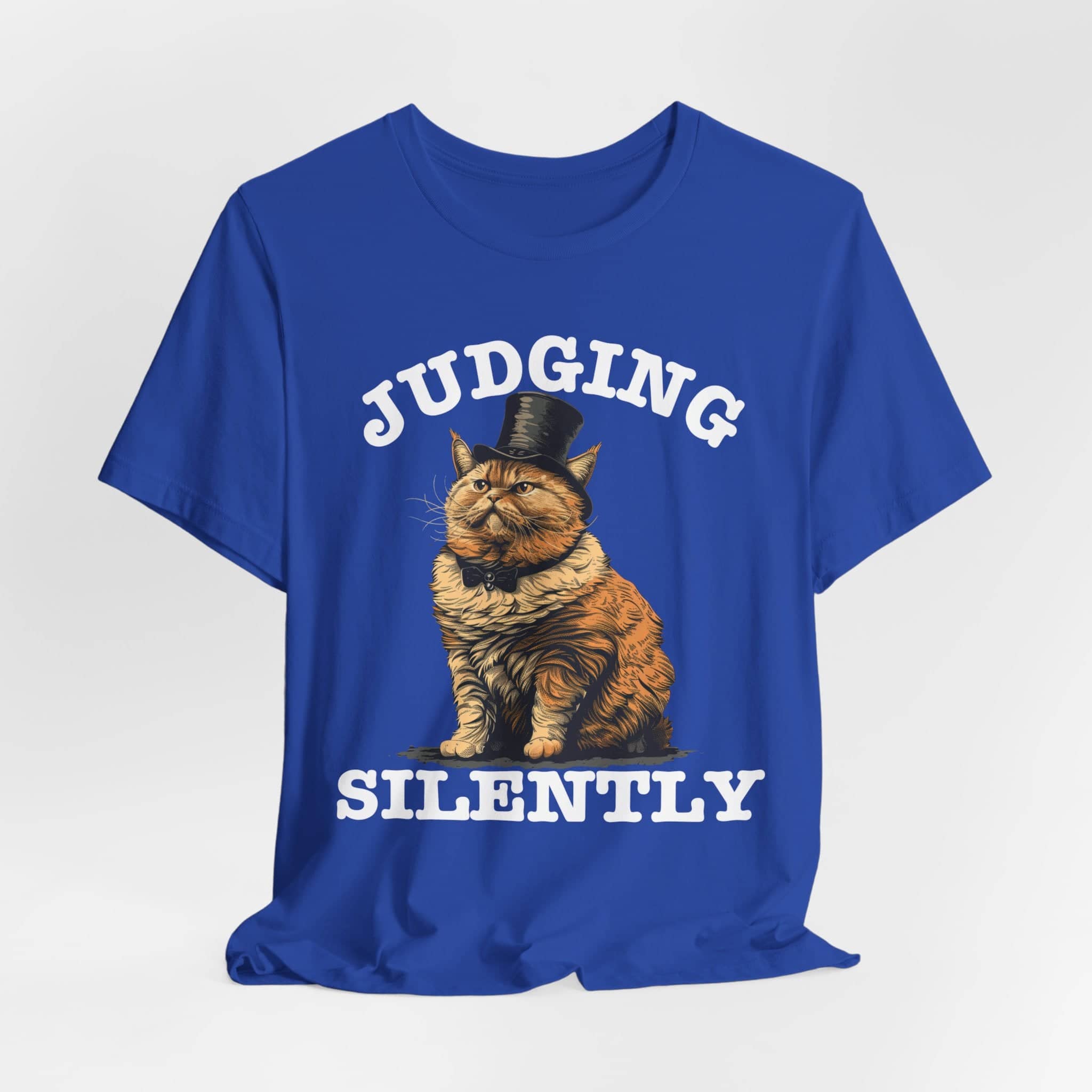 Judging Silently Cat T-Shirt, Whimsical Top Hat Cat Graphic Tee, Humorous Cat Lover Shirt, Unique Gift for Cat Enthusiasts