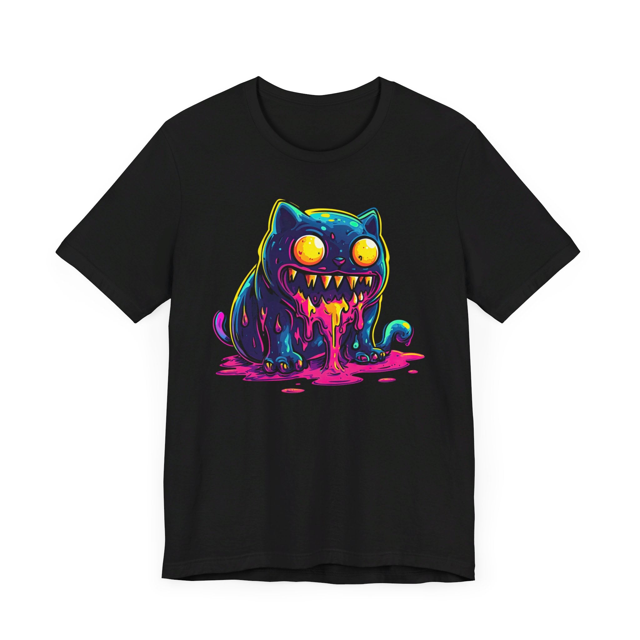 Neon Monster Cat T-Shirt Bold and Quirky Design