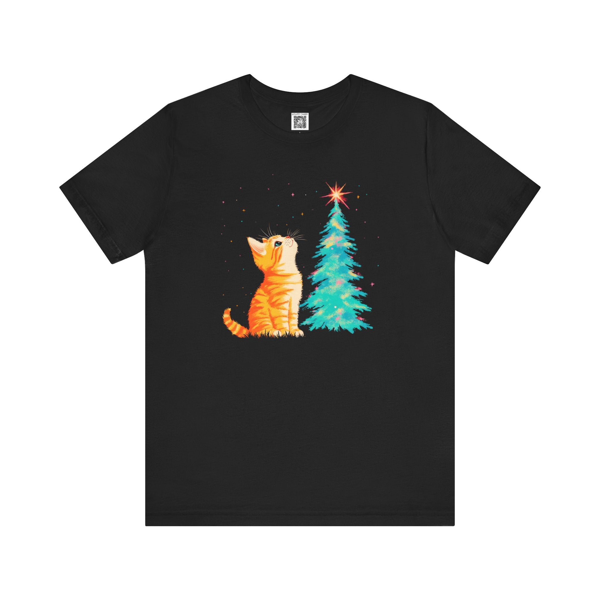 Whimsical Cat and Christmas Tree T-Shirt