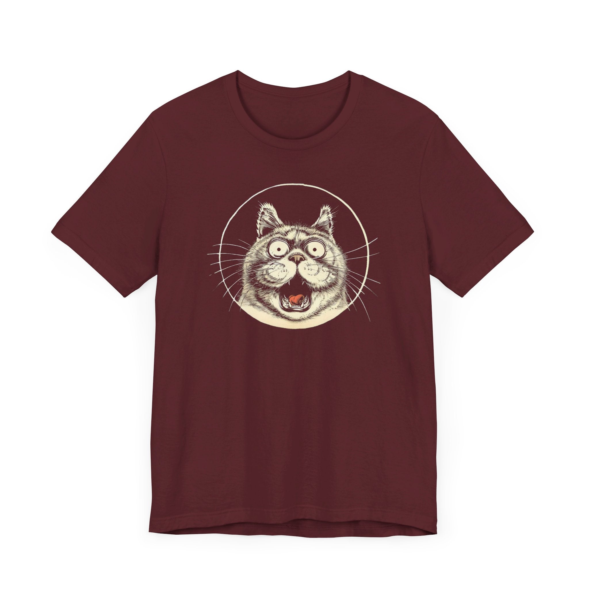 Excited Cat Graphic Tee – Vintage Style Cat Lover Shirt