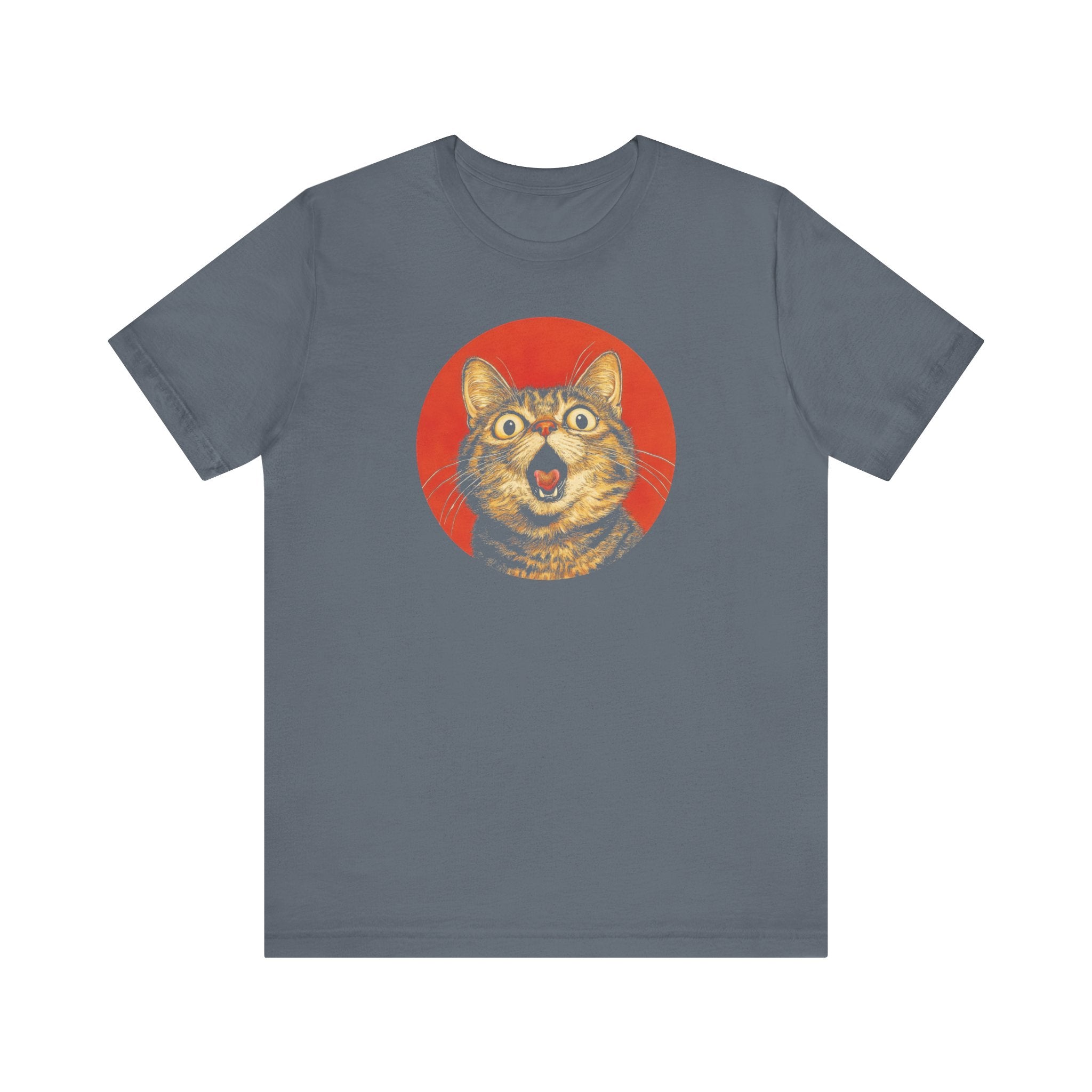 Surprised Cat Graphic Tee – Bold Vintage Style Cat Lover Shirt
