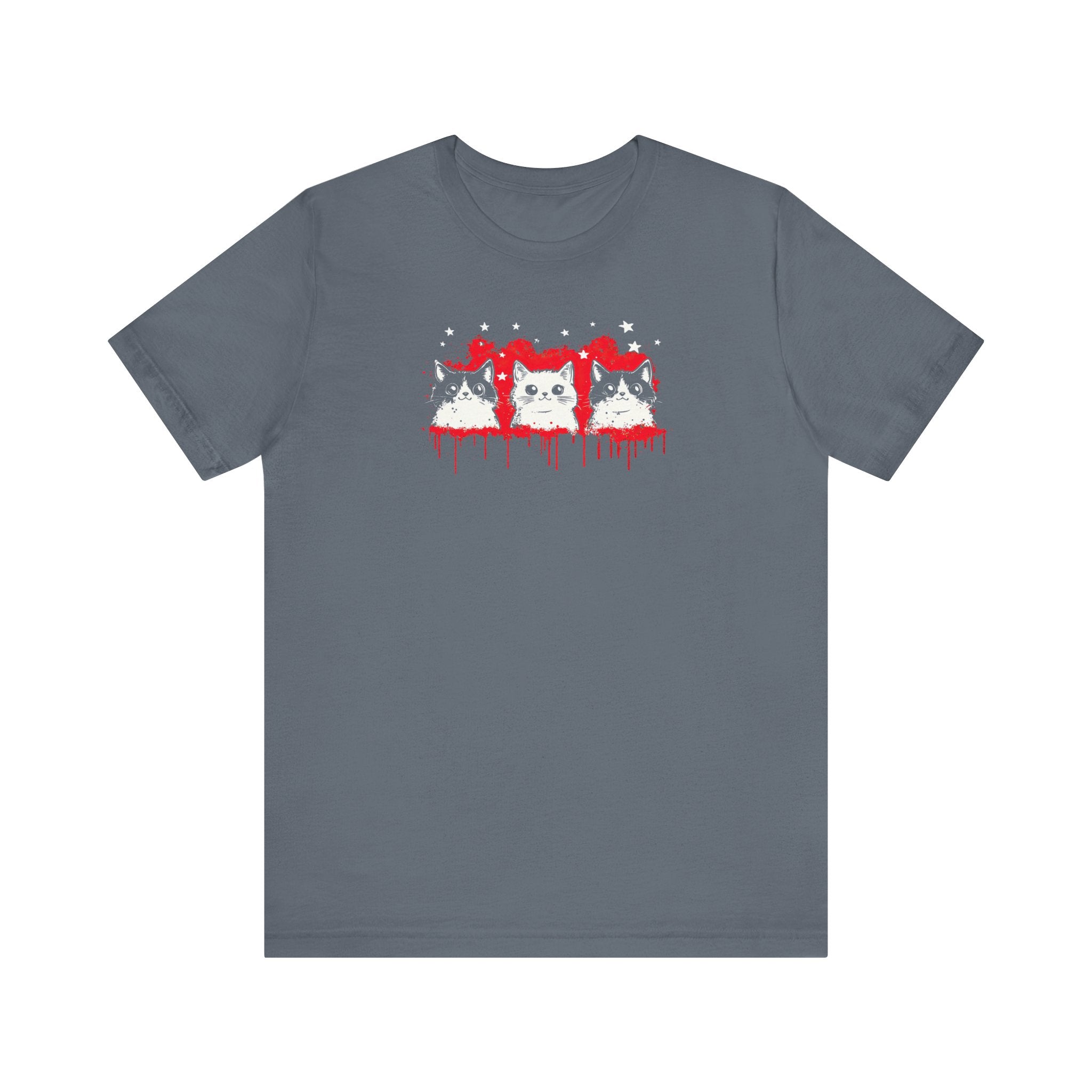 Triple Cat Drip Graphic Tee – Cool Cats in Stars and Stripes Shirt