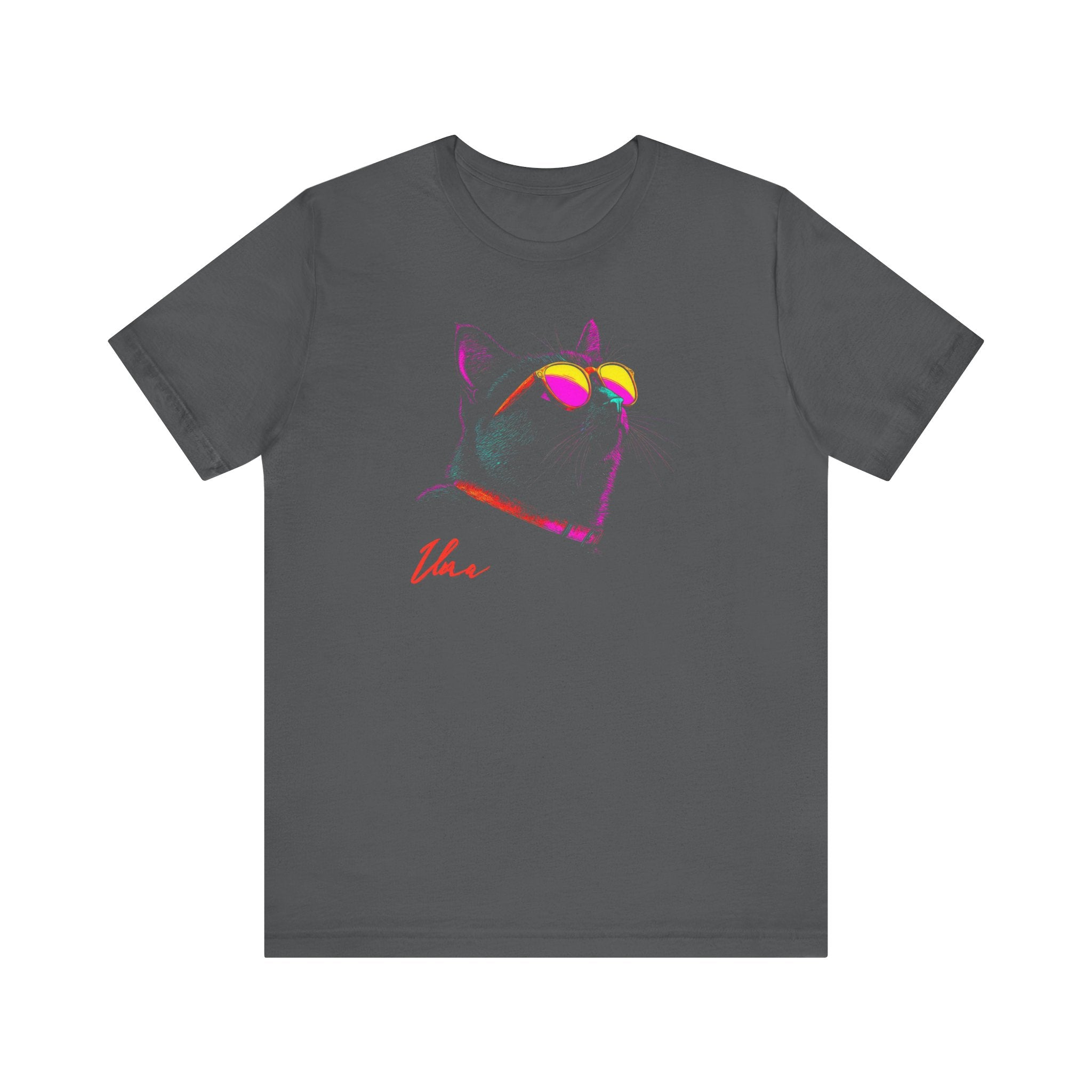 Neon Cool Cat Graphic Tee – Retro Vibes Cat Lover Shirt