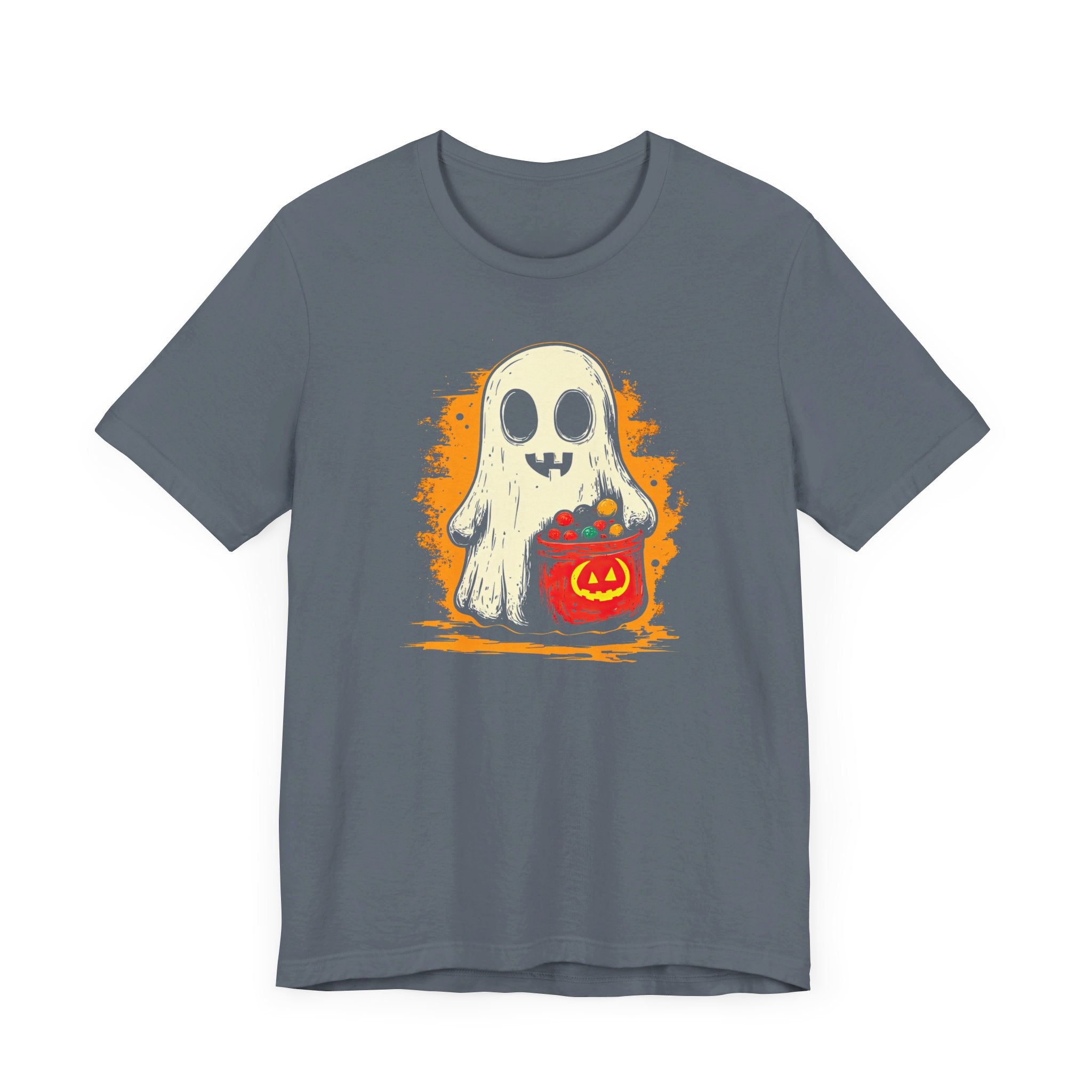 Cute Ghost Halloween Graphic Tee – Spooky Pumpkin Candy Design Shirt
