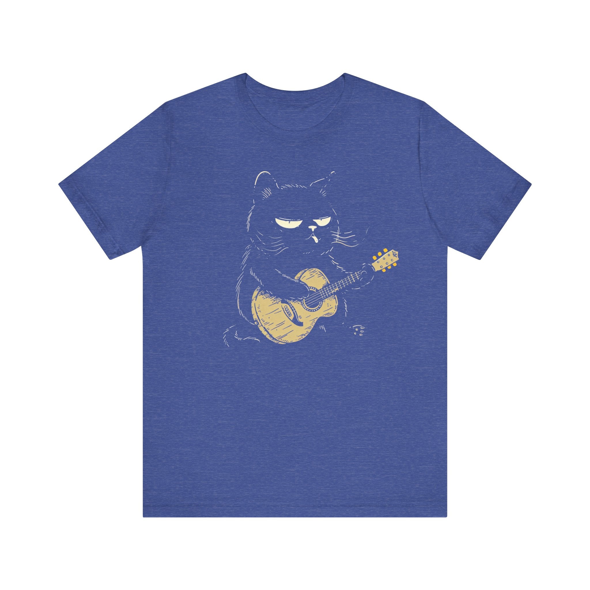 Grumpy Guitar Cat T-Shirt - Cool Cat Playing Guitar Design