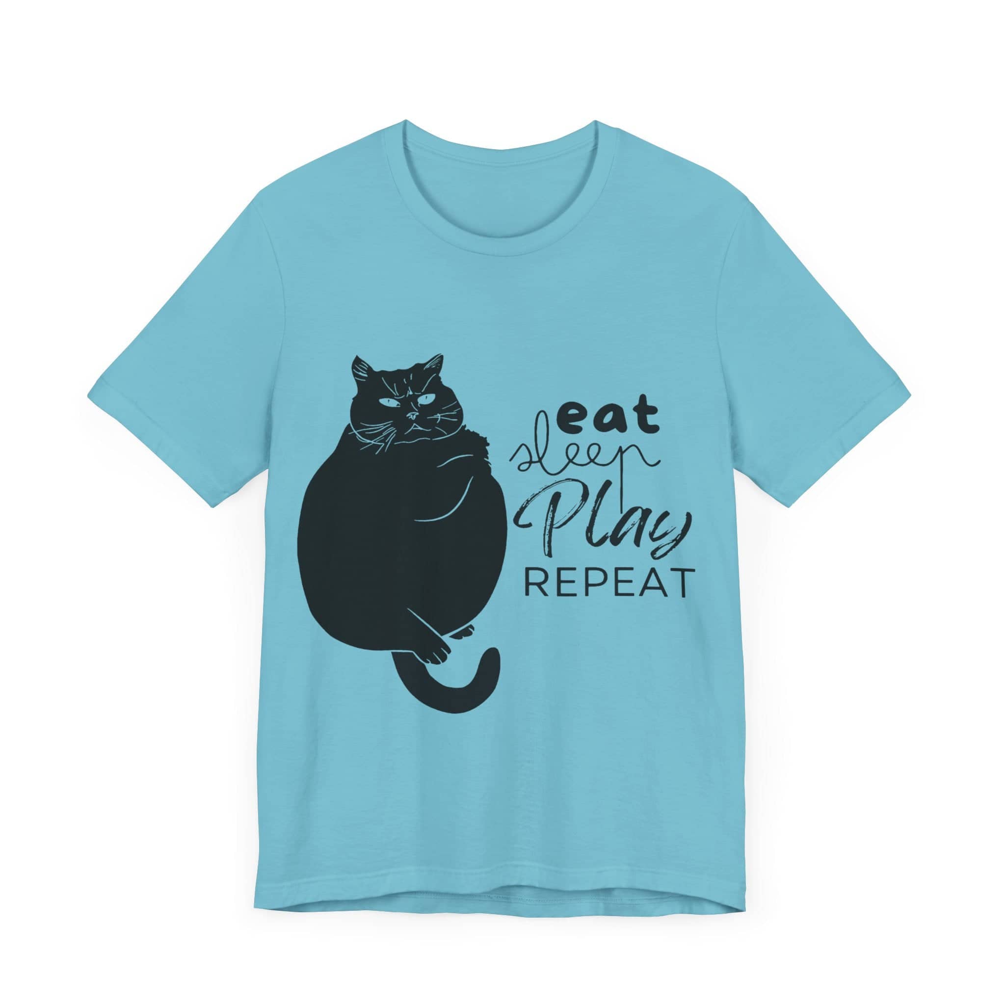 Cat's Daily Mantra - 'Eat Sleep Play Repeat' Casual T-Shirt Unisex Jersey Short Sleeve Tee
