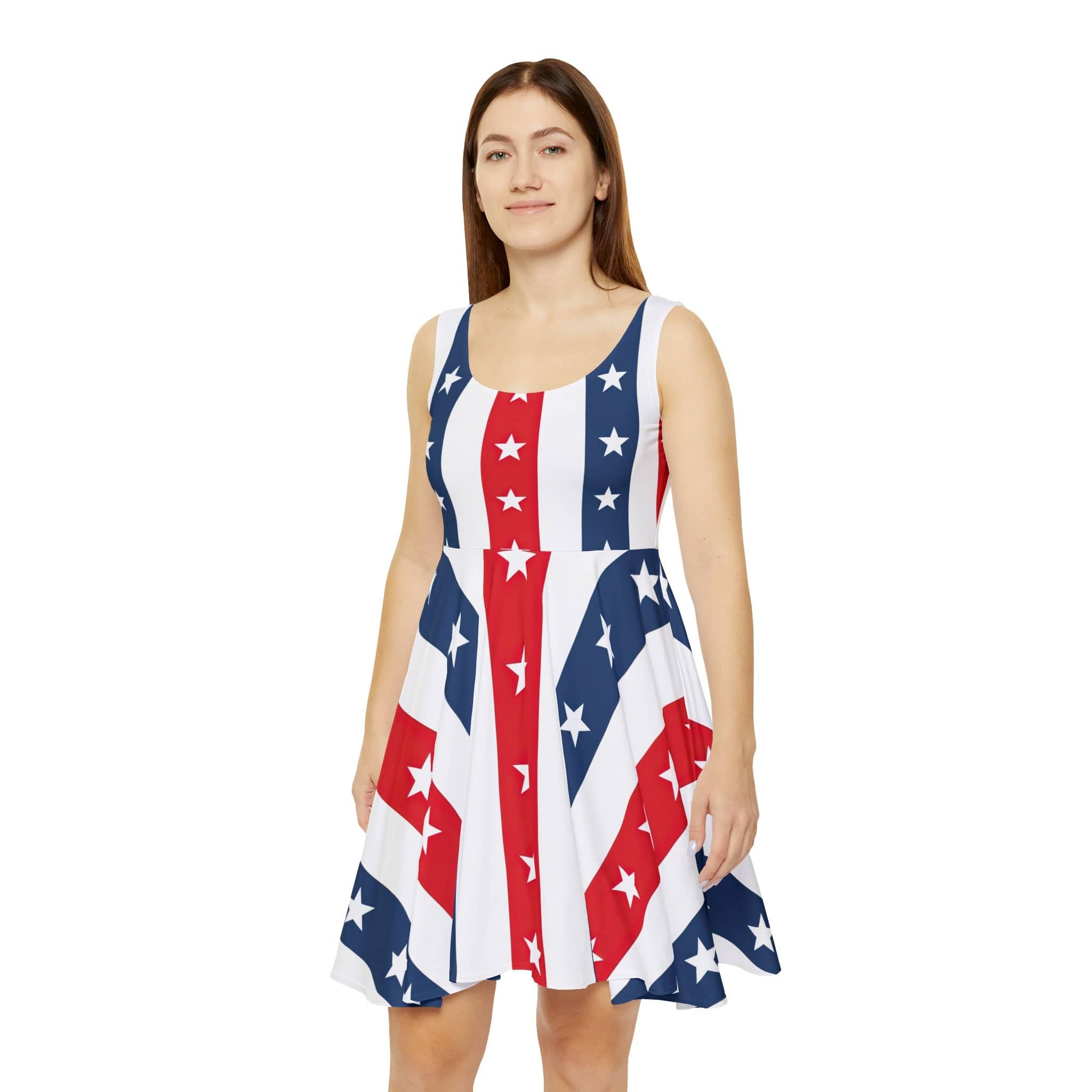 Star-Spangled Flare Summer Women's Skater Dress (AOP)