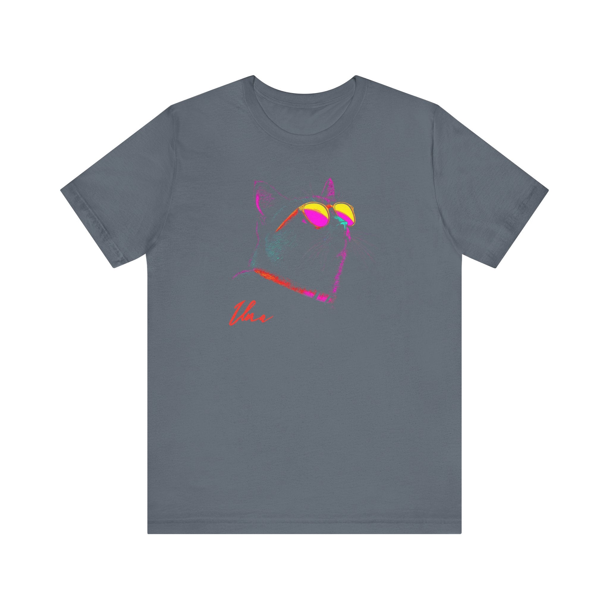Neon Cool Cat Graphic Tee – Retro Vibes Cat Lover Shirt