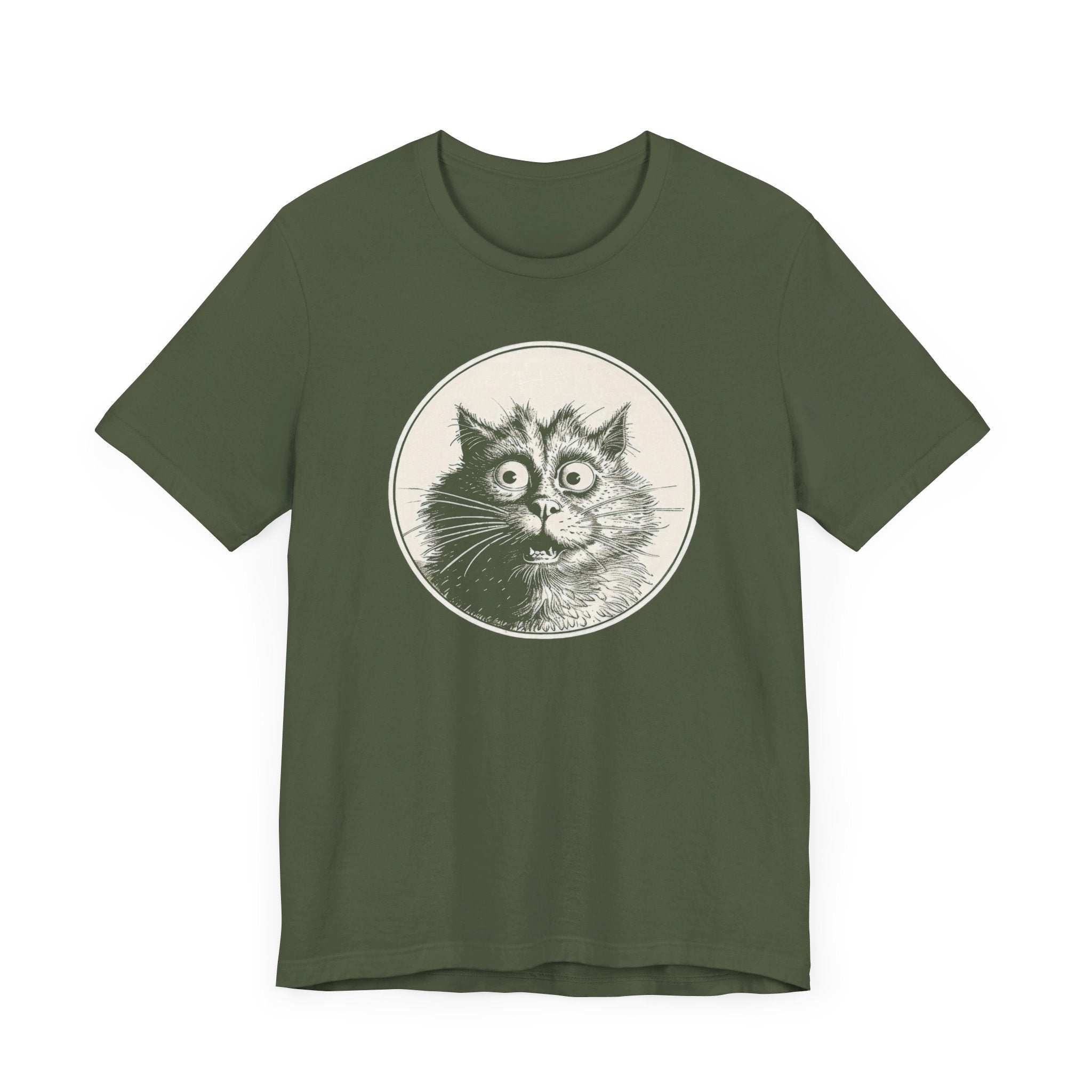 Surprised Cat Graphic Tee – Vintage Style Cat Lover Shirt