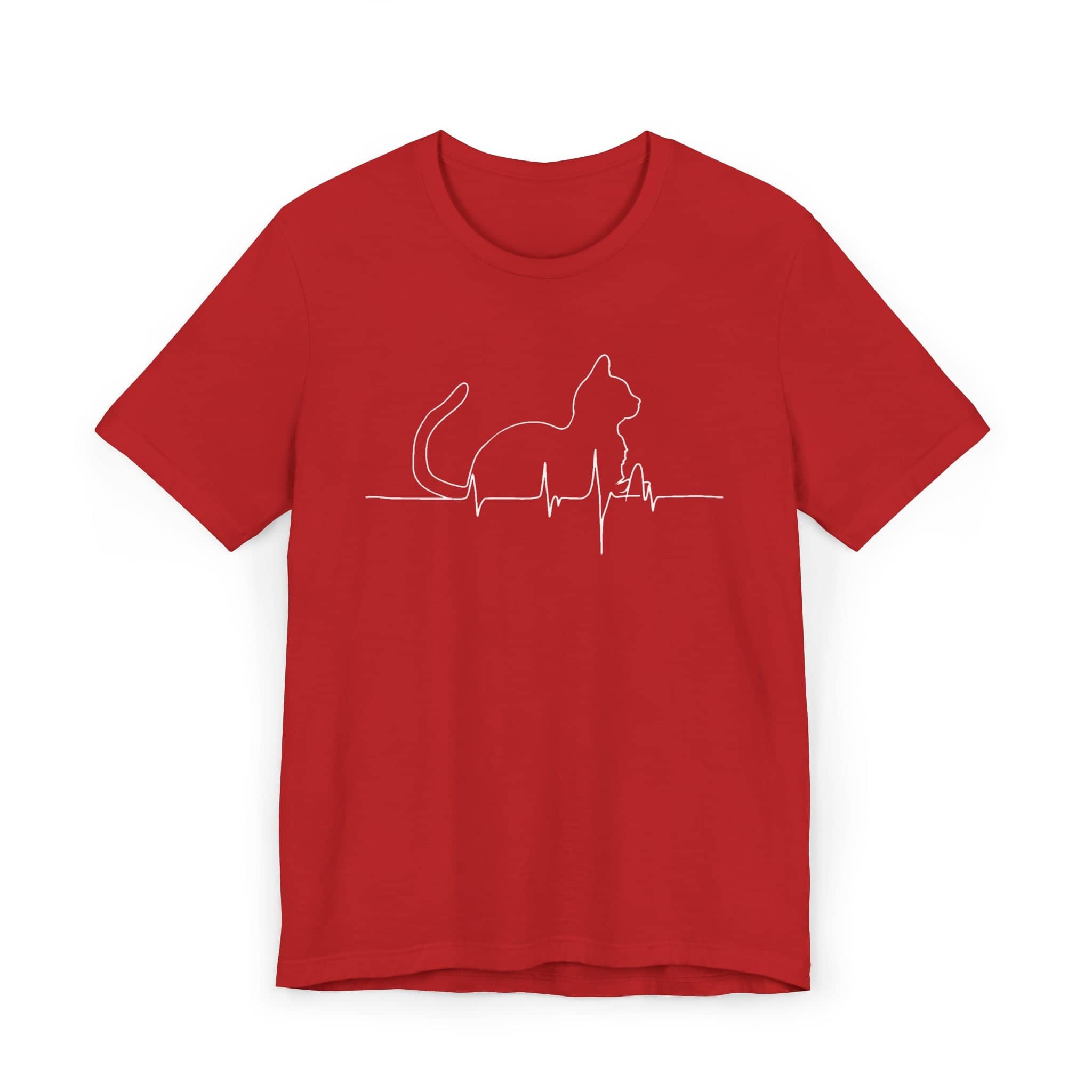 Cat Heartbeat Line Art Shirt Minimalist Cat Lover Gift