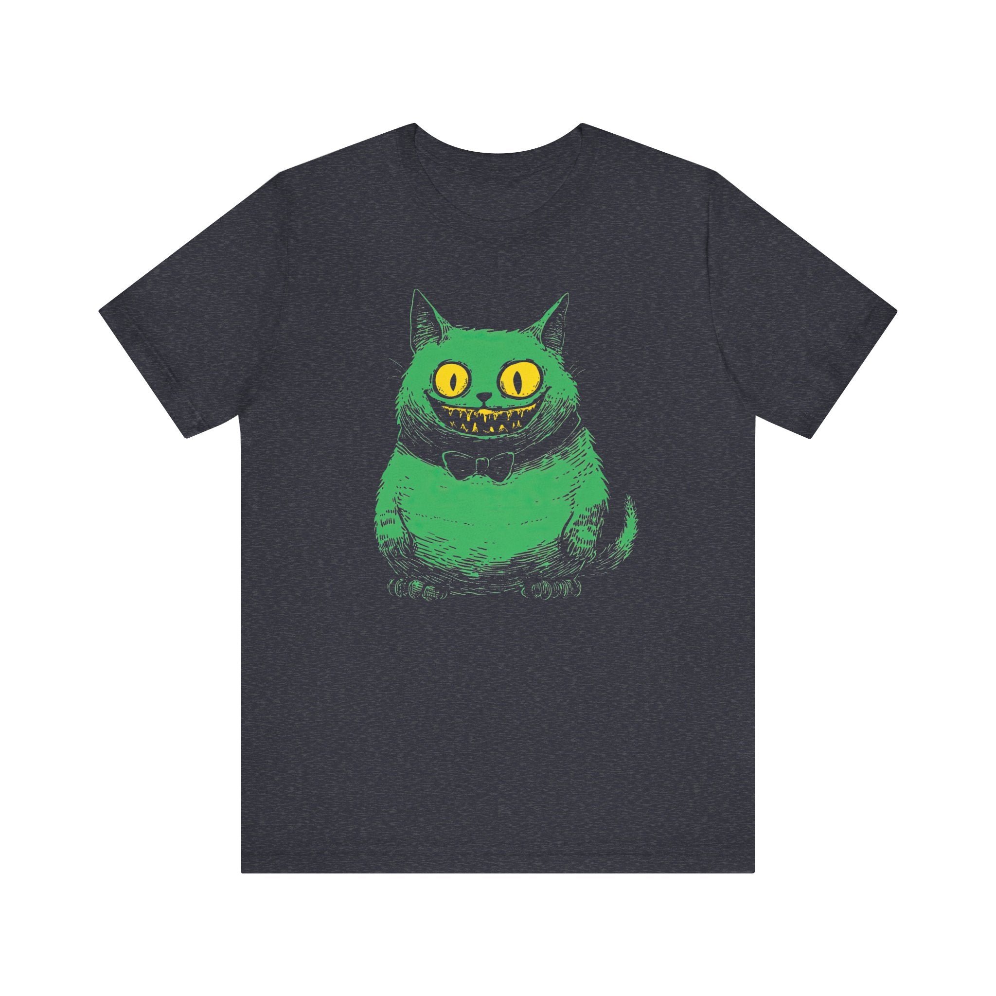 Cheshire Cat T-Shirt - Creepy Green Grinning Cat Design
