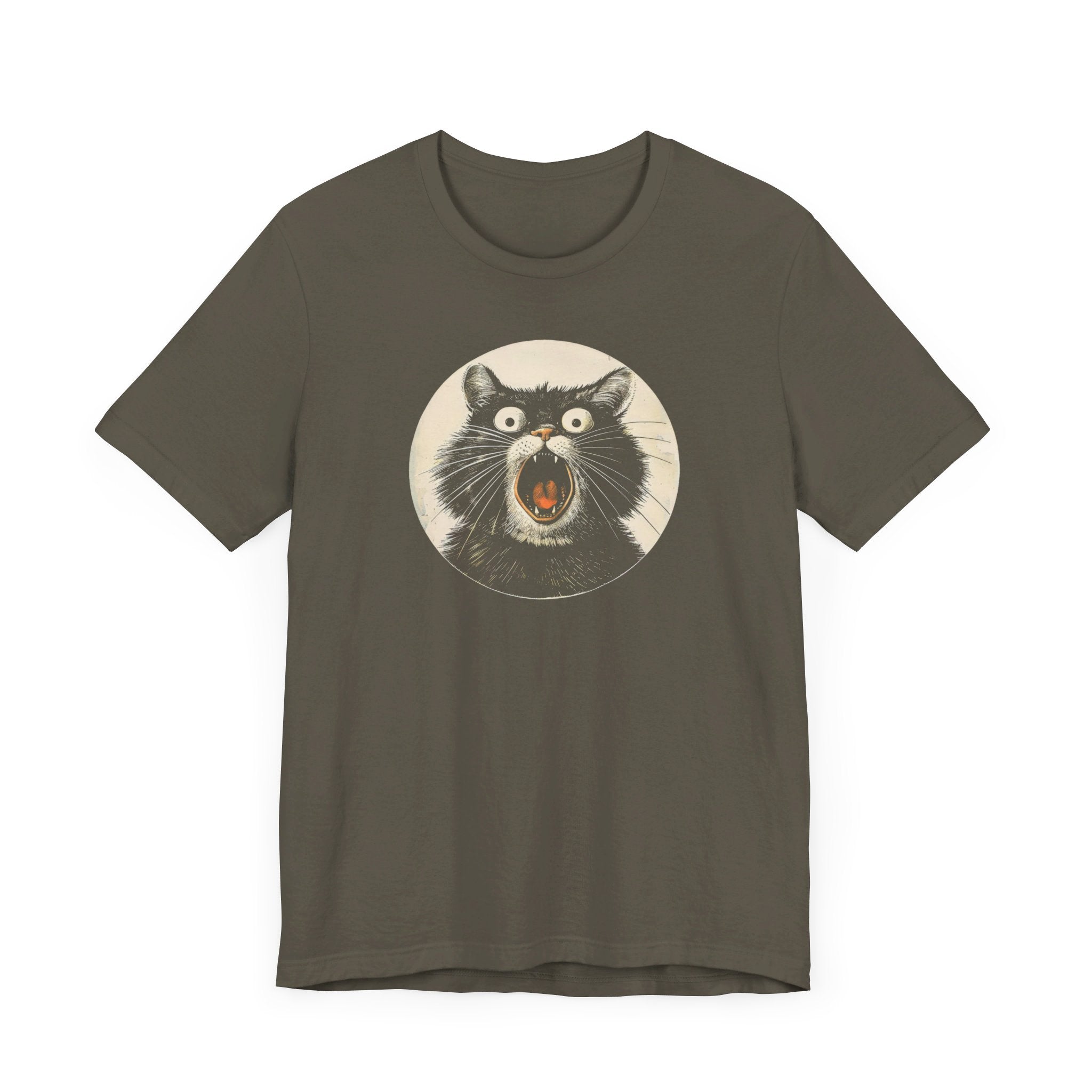 Screaming Black Cat Graphic Tee – Vintage Style Cat Lover Shirt