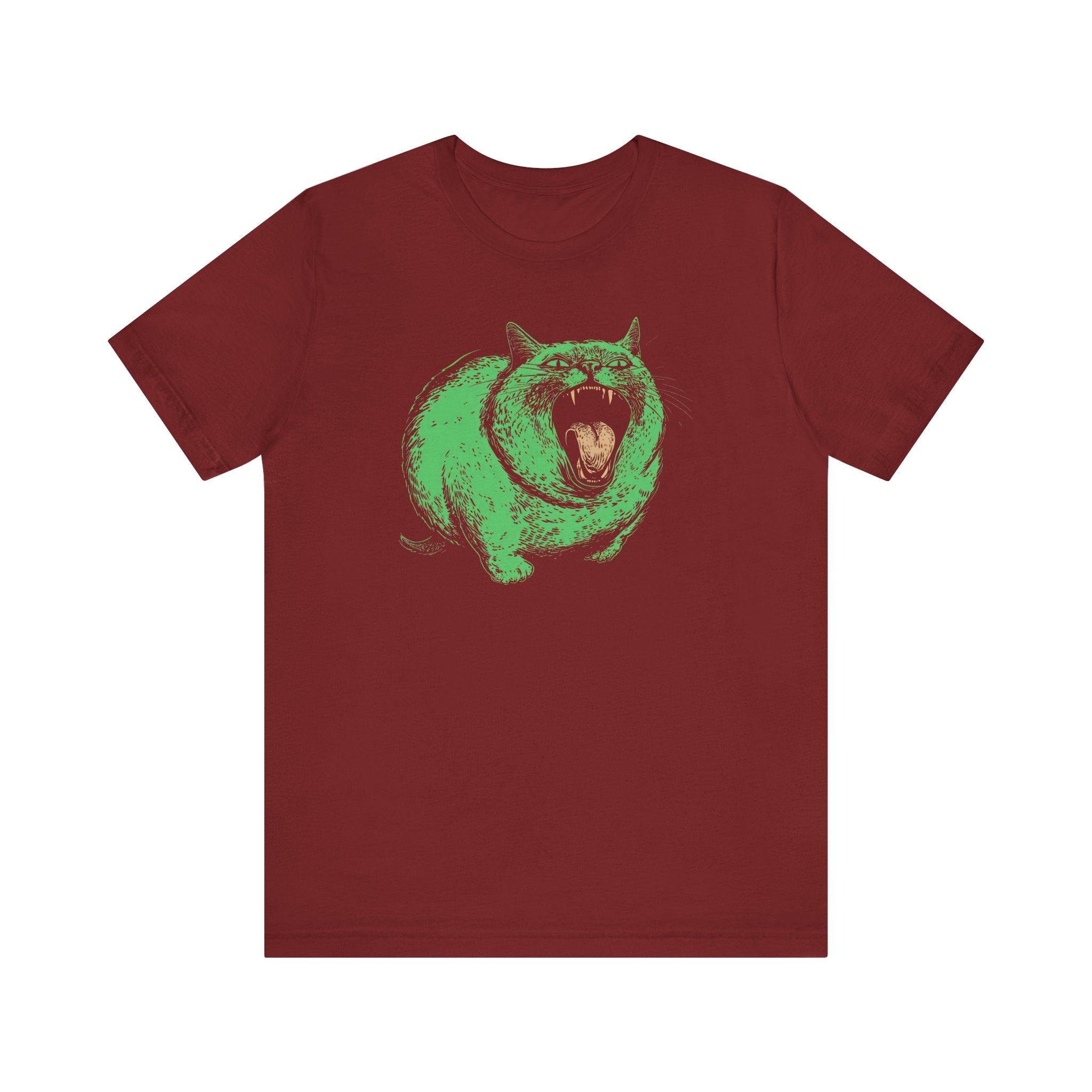 Green Monster Cat T-Shirt - Fierce Feline Halloween Graphic Tee