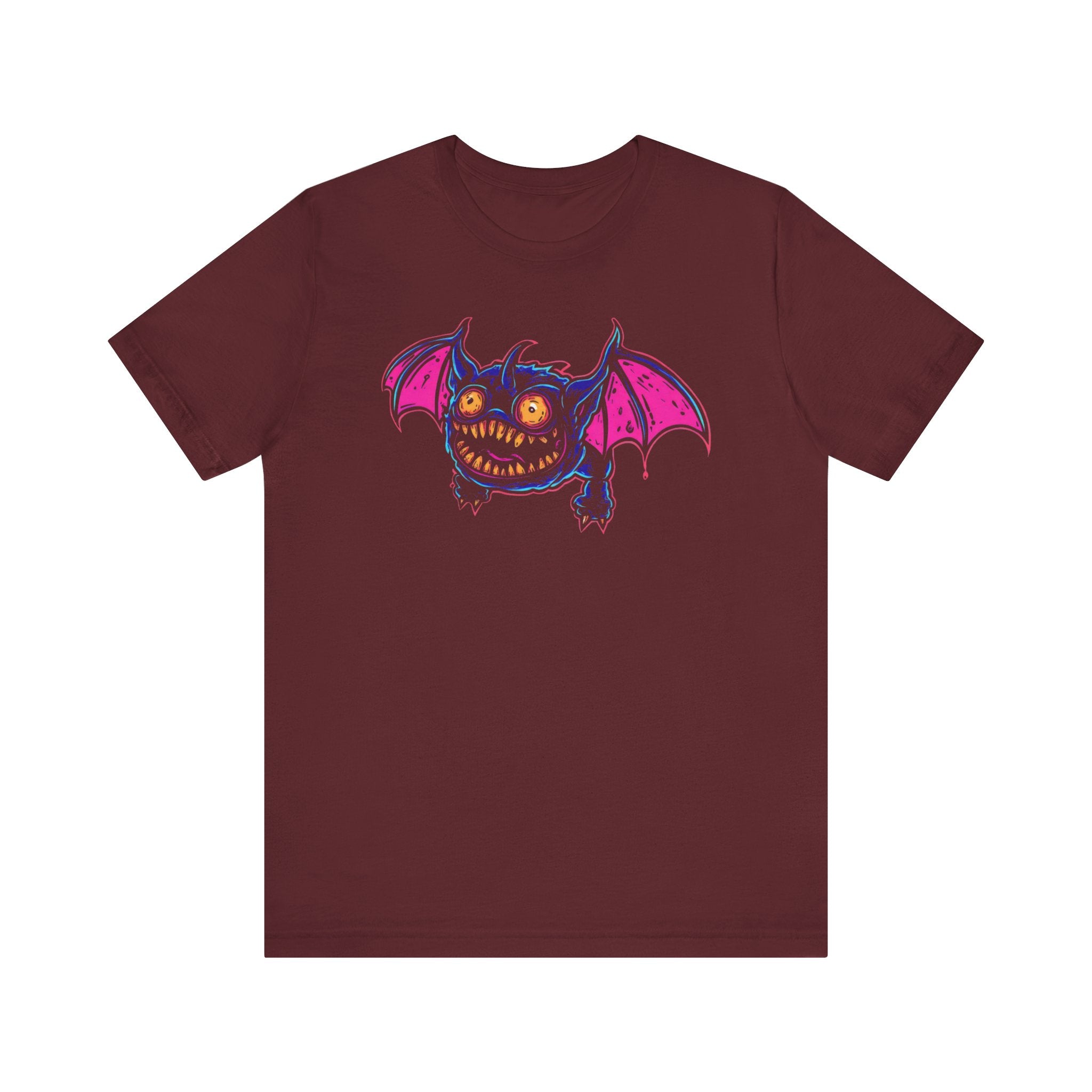 Neon Bat Creature T-Shirt Vibrant Fantasy Monster Graphic Tee