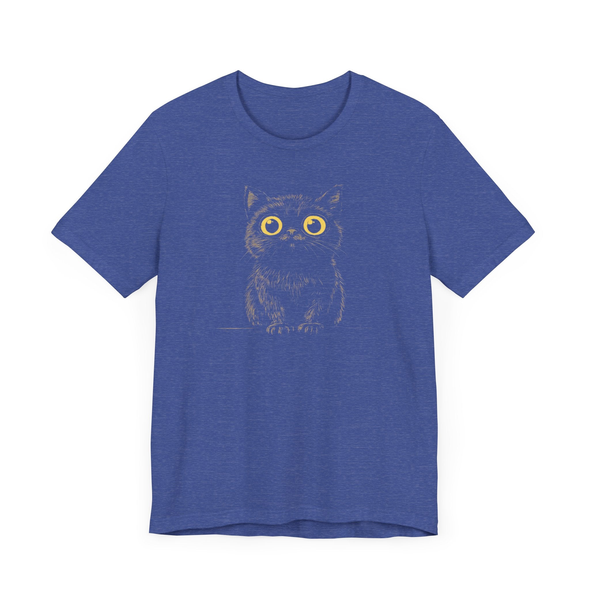 Cute Wide-Eyed Black Cat Graphic Tee