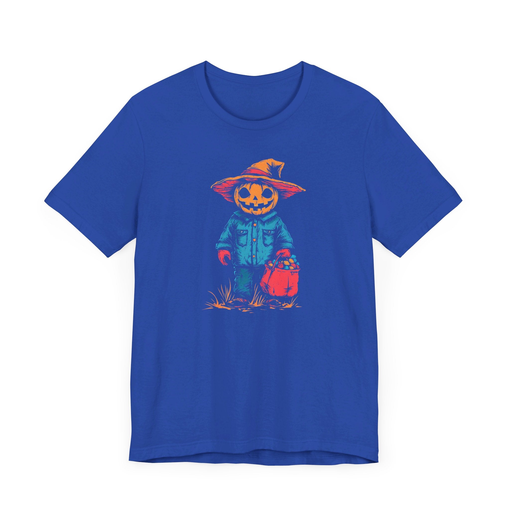 Pumpkin Scarecrow Halloween Graphic Tee – Spooky Trick-or-Treat Shirt