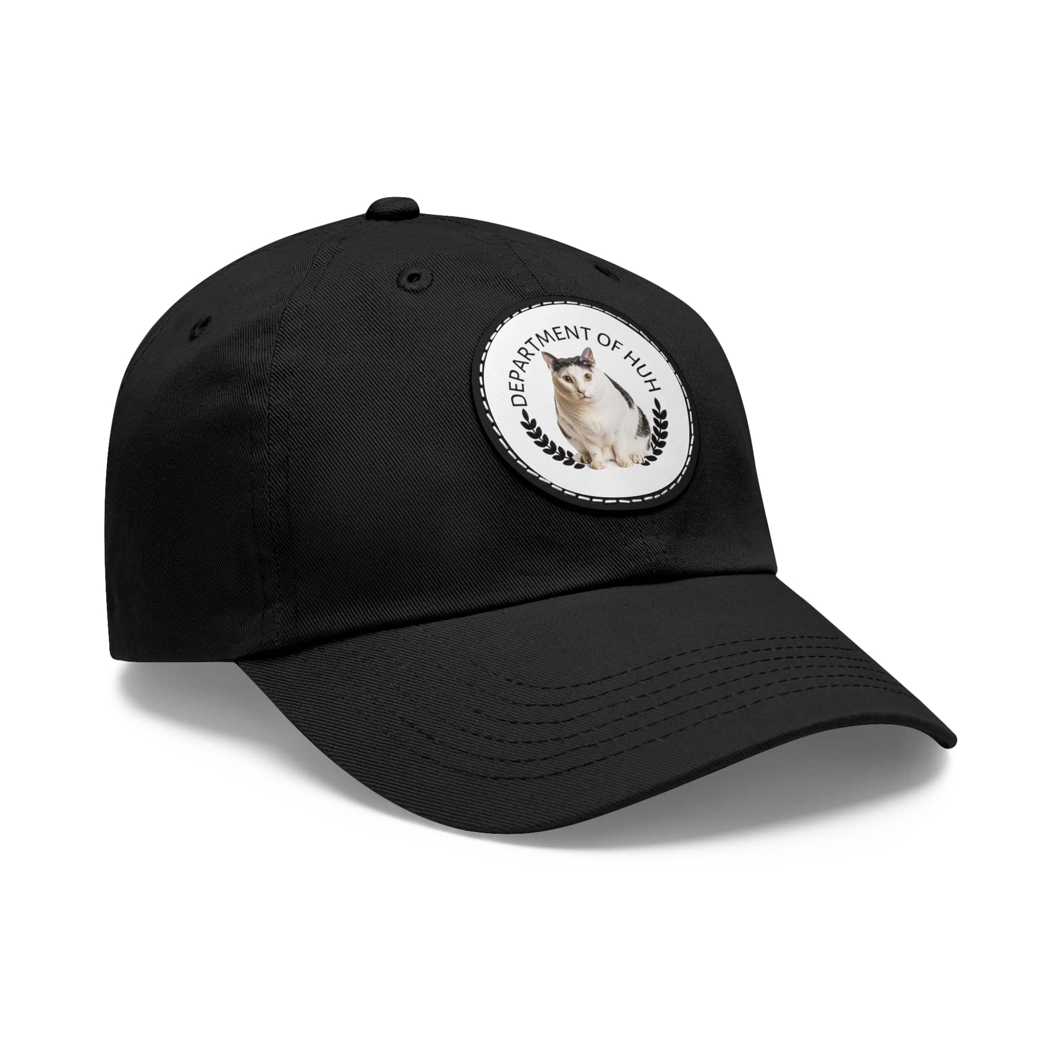 Department of HUH Cat Dad Hat with Leather Patch (Round)