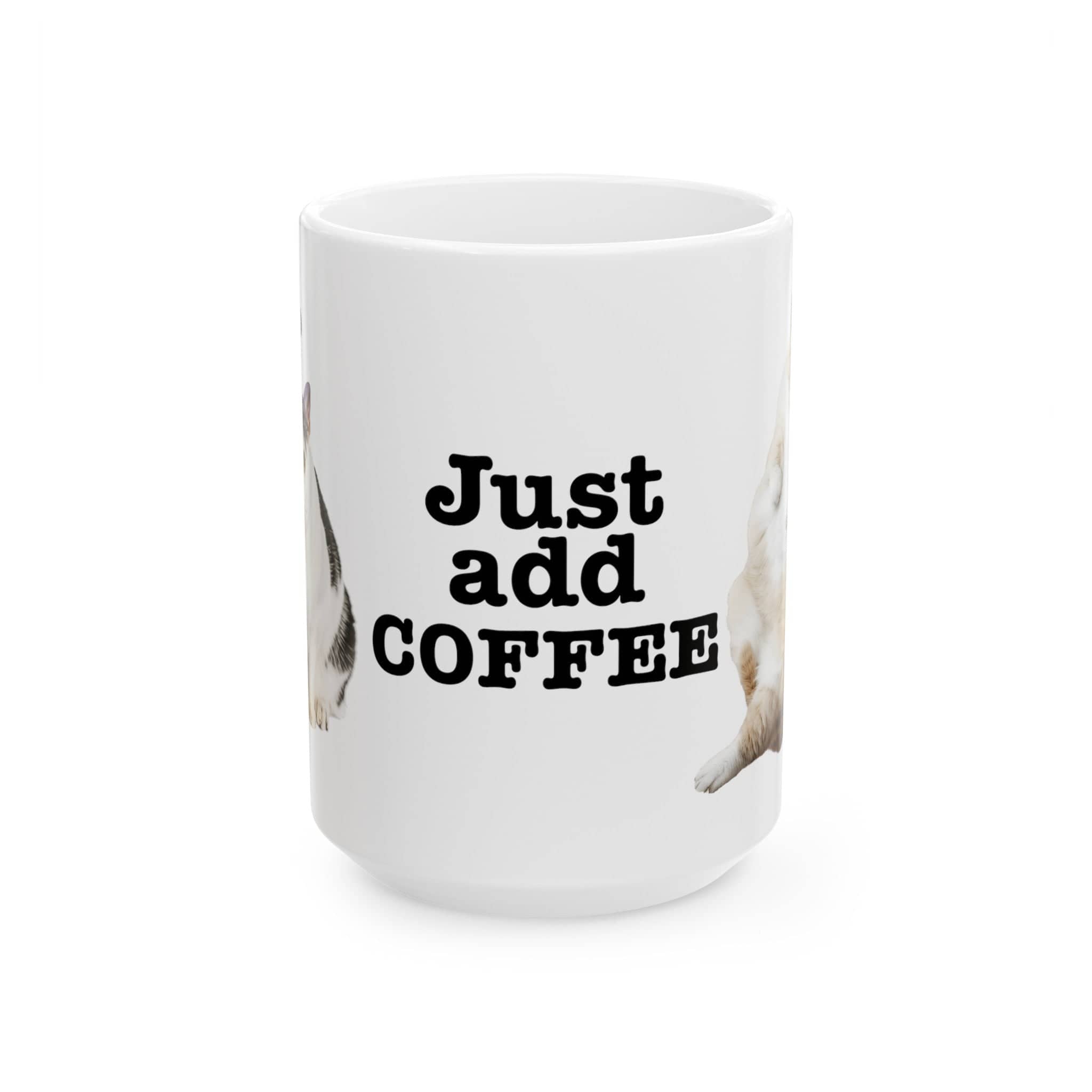 Just Add Coffee Cat Mug Funny Cat Lover Gift Ceramic Mug, (11oz, 15oz)