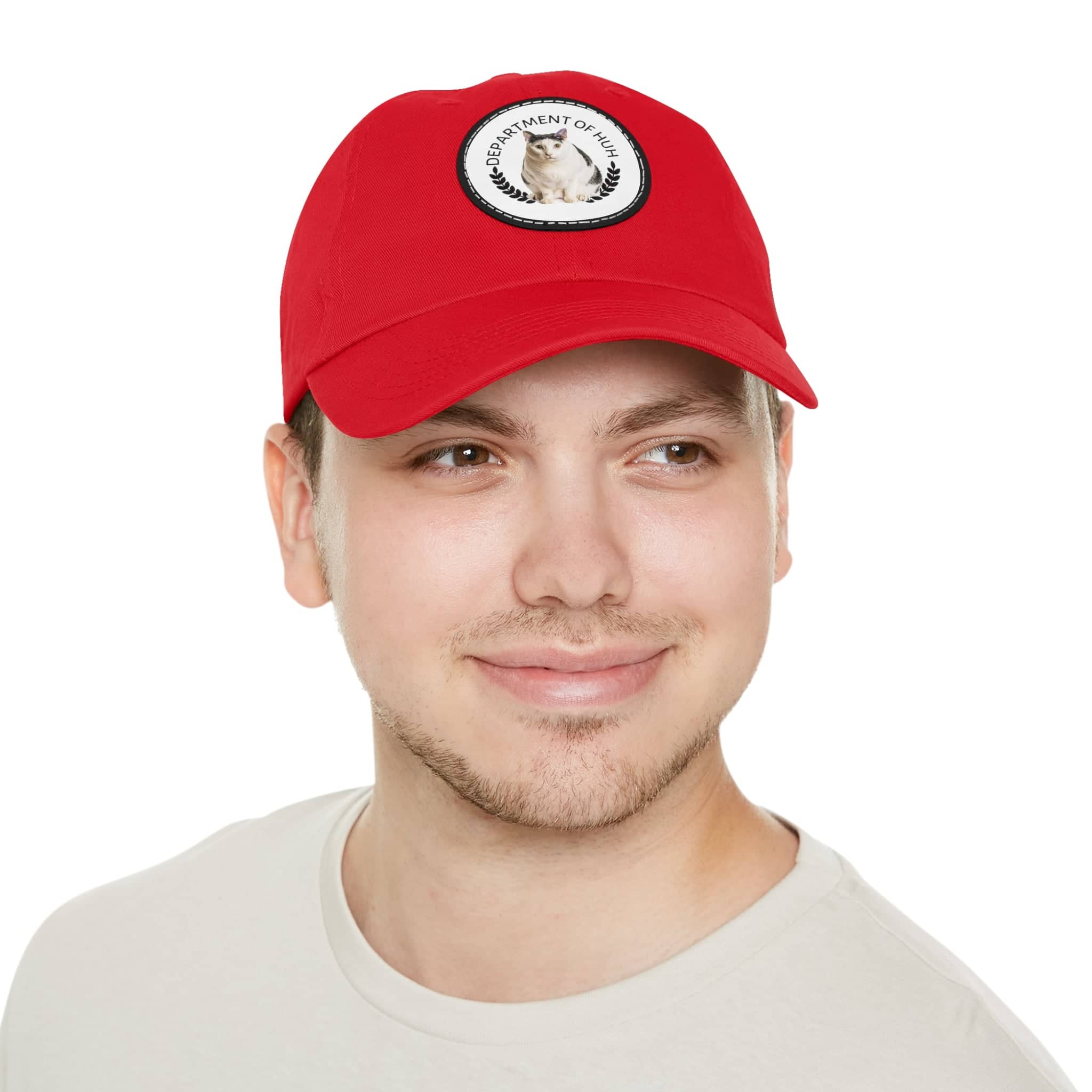 Department of HUH Cat Dad Hat with Leather Patch (Round)