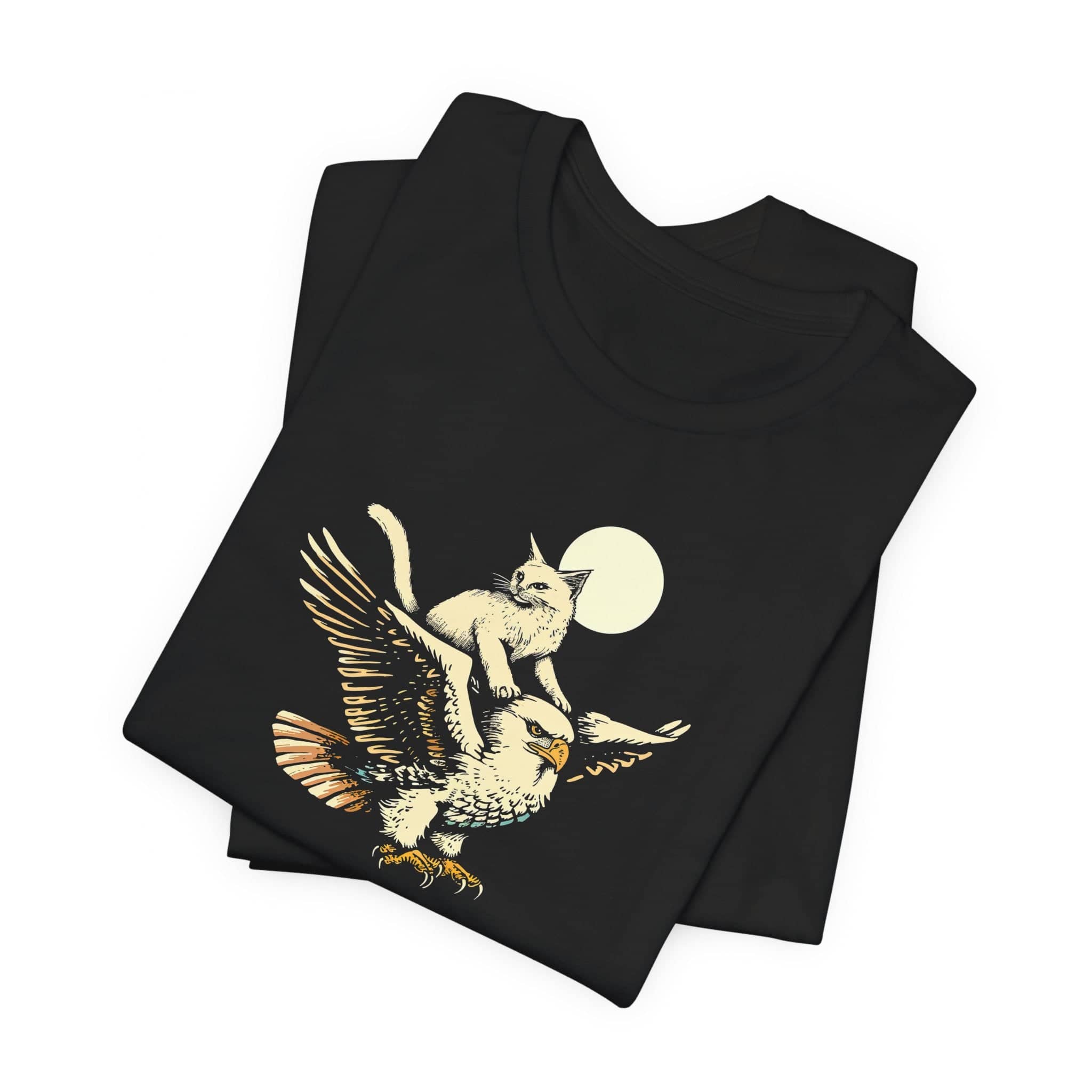 Cat Riding Eagle Vintage Style T-Shirt