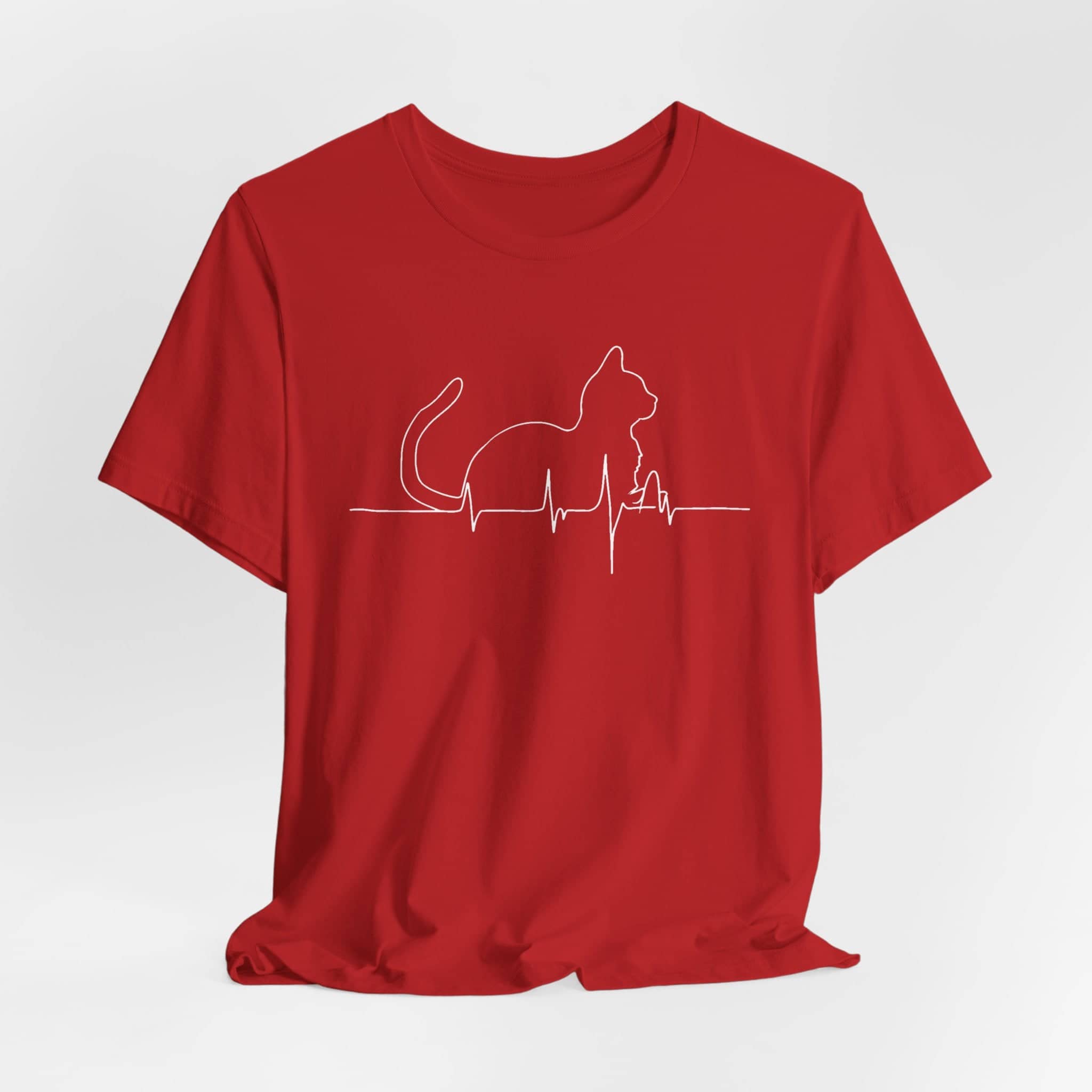 Cat Heartbeat Line Art Shirt Minimalist Cat Lover Gift