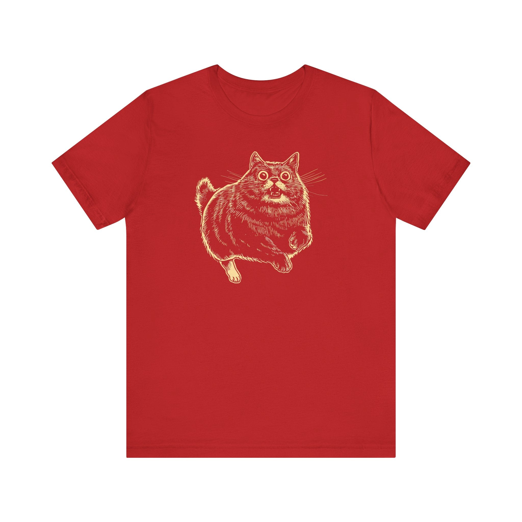 Surprised Cat in Action T-Shirt – Quirky Cat Lover’s Tee