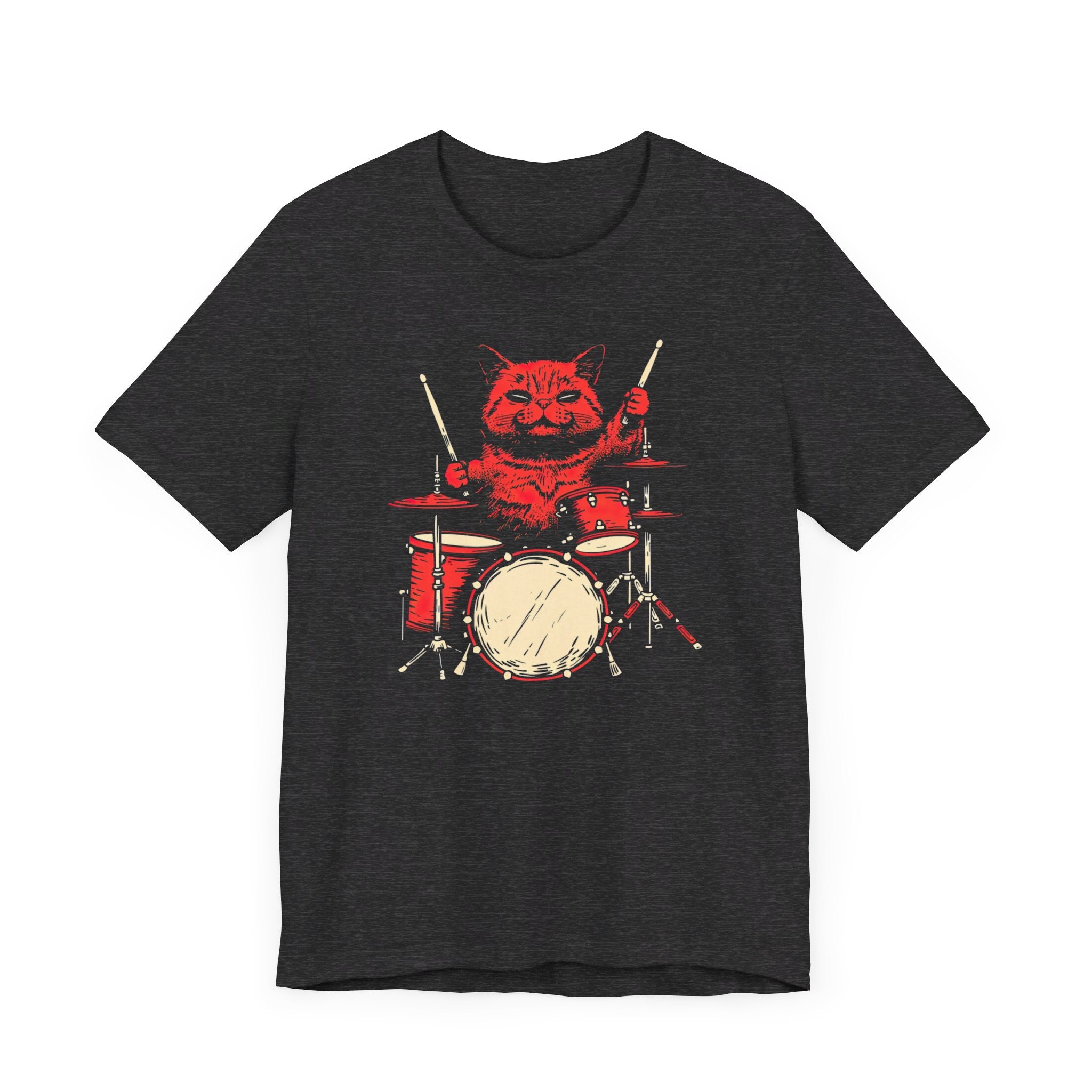 Drumming Cat T-Shirt - Feline Drummer Cool Music Design