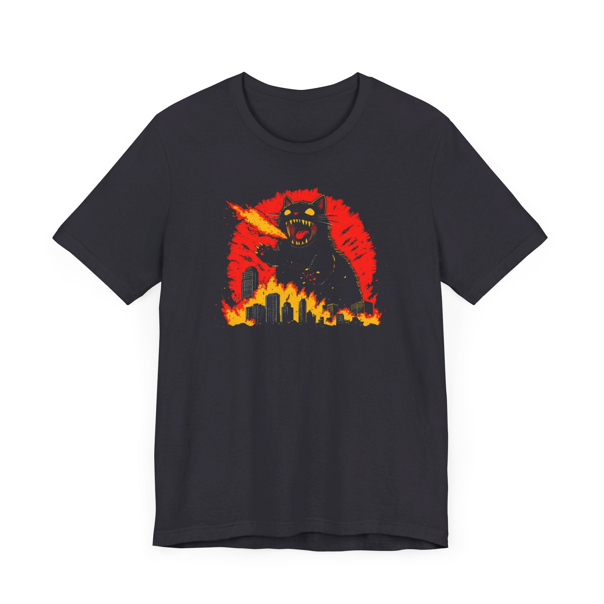 Catzilla Firestorm T-Shirt Fierce Cat Flame Attack Design