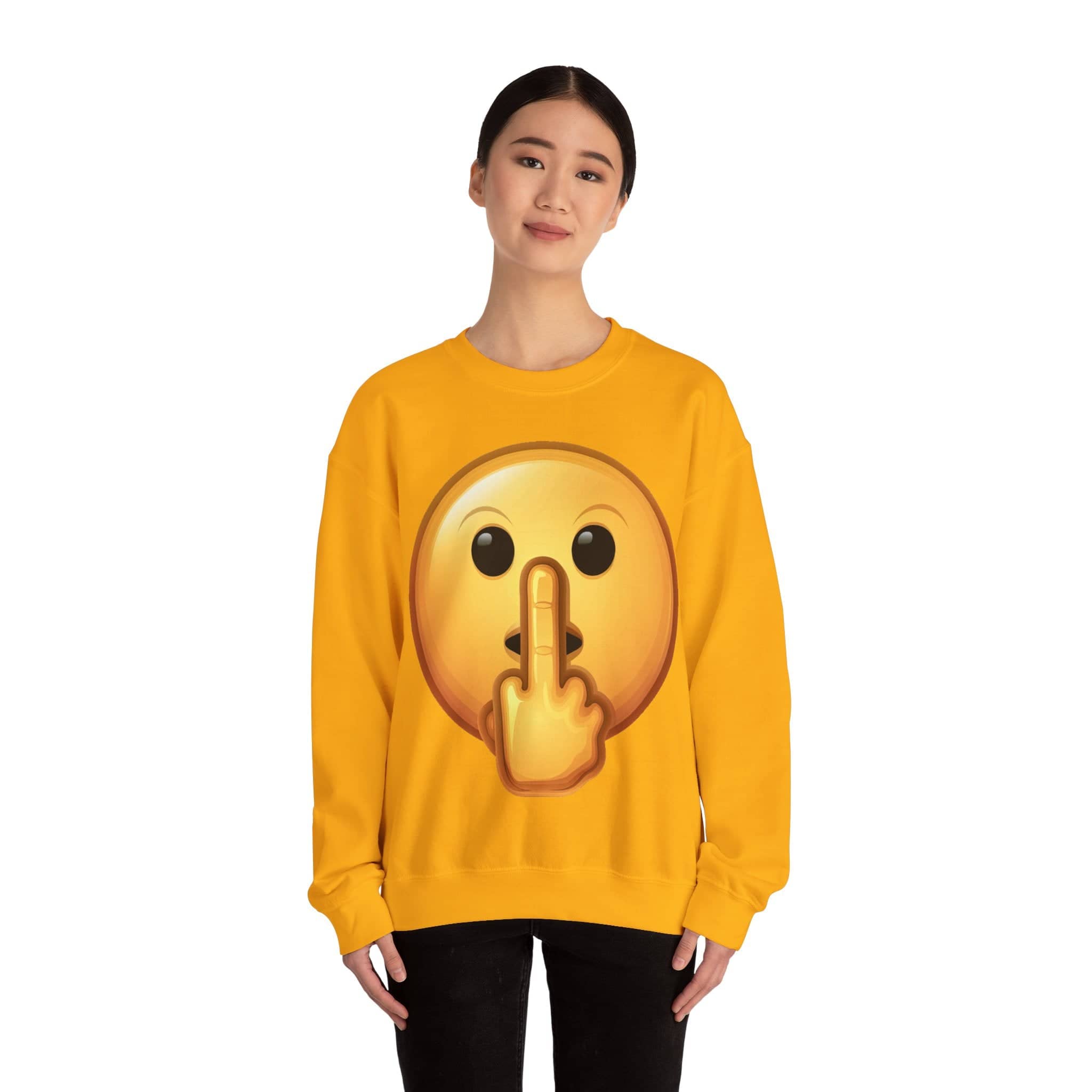 Middle Finger FU Shh Silent Protest Emoji Unisex Heavy Blend™ Crewneck Sweatshirt