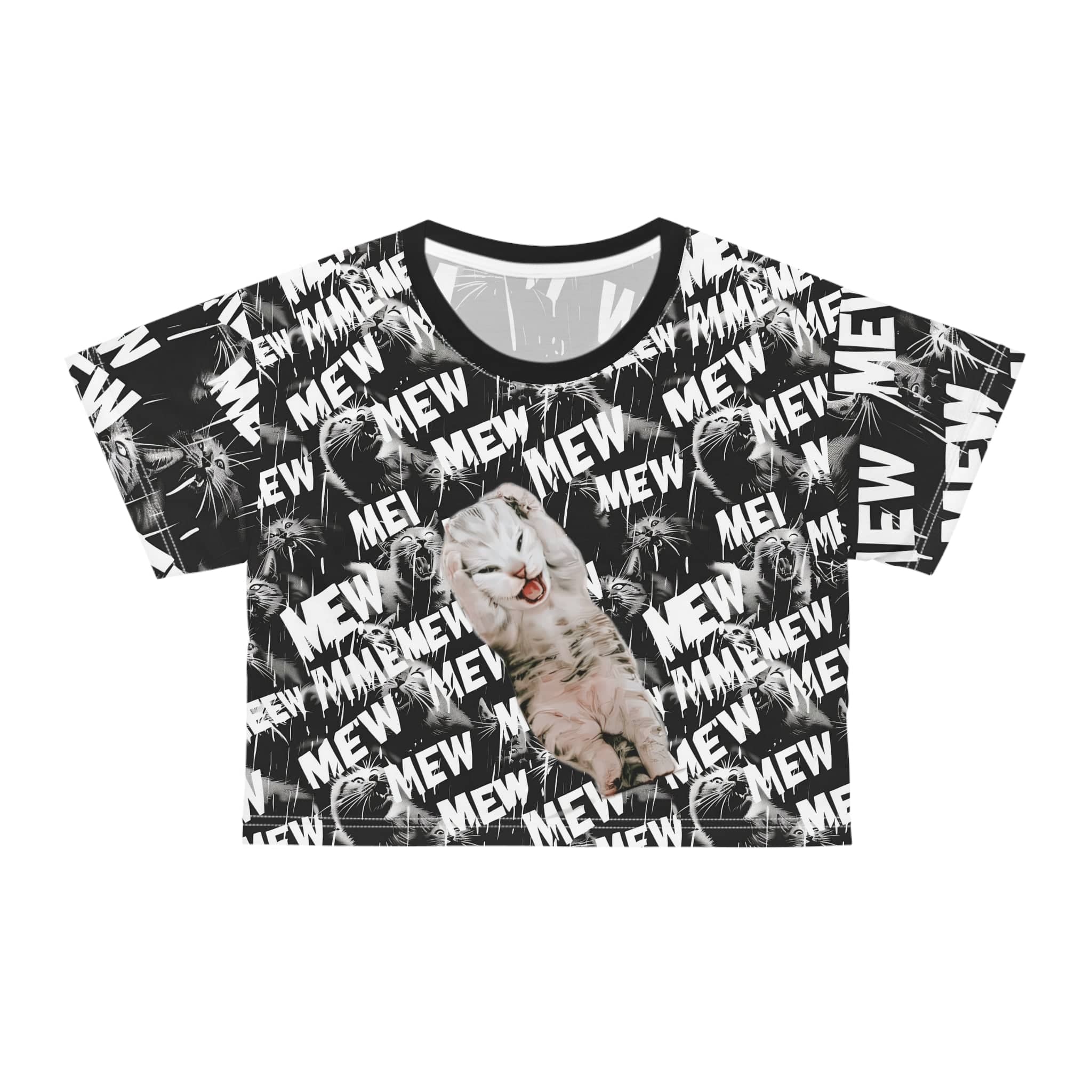 Dramatic Kitty All-Over Print Crop Tee (AOP)