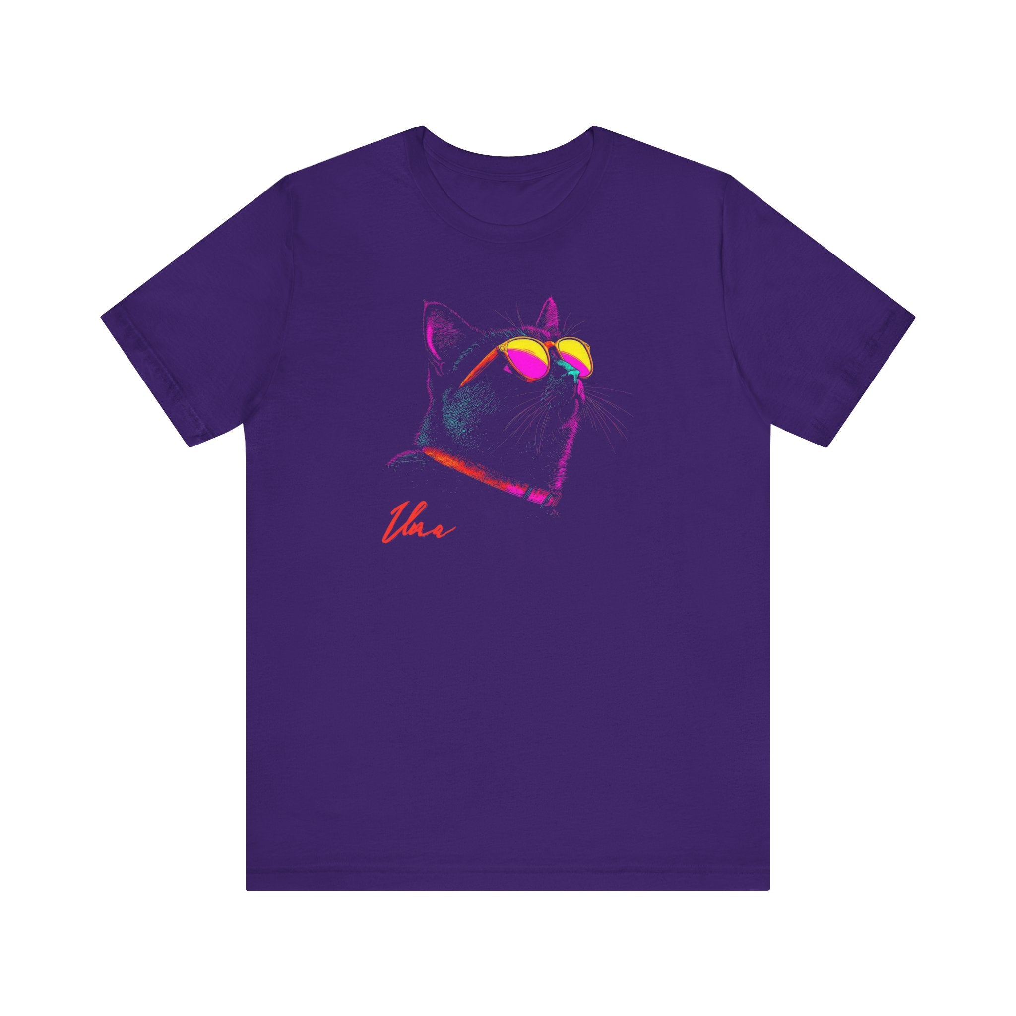 Neon Cool Cat Graphic Tee – Retro Vibes Cat Lover Shirt