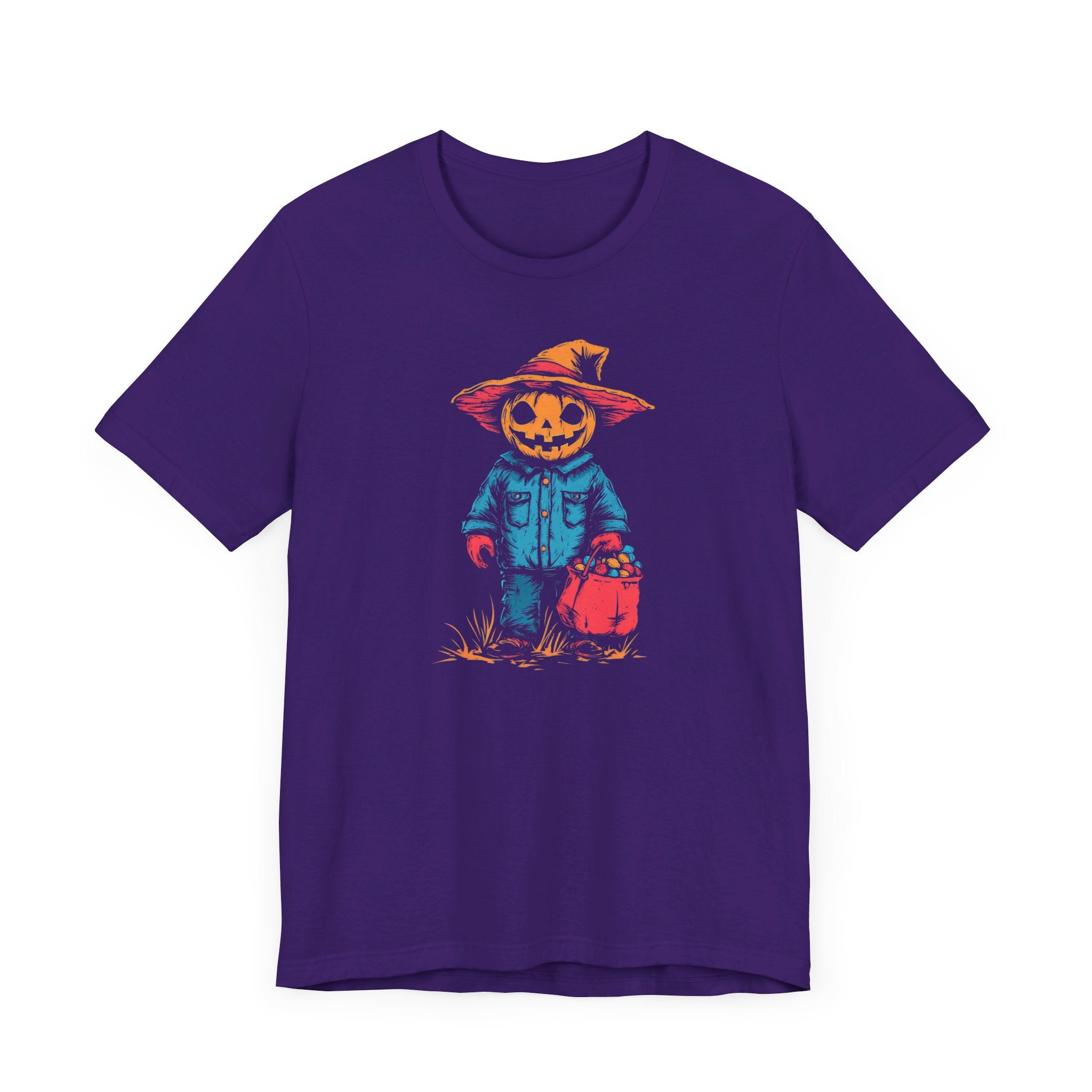 Pumpkin Scarecrow Halloween Graphic Tee – Spooky Trick-or-Treat Shirt
