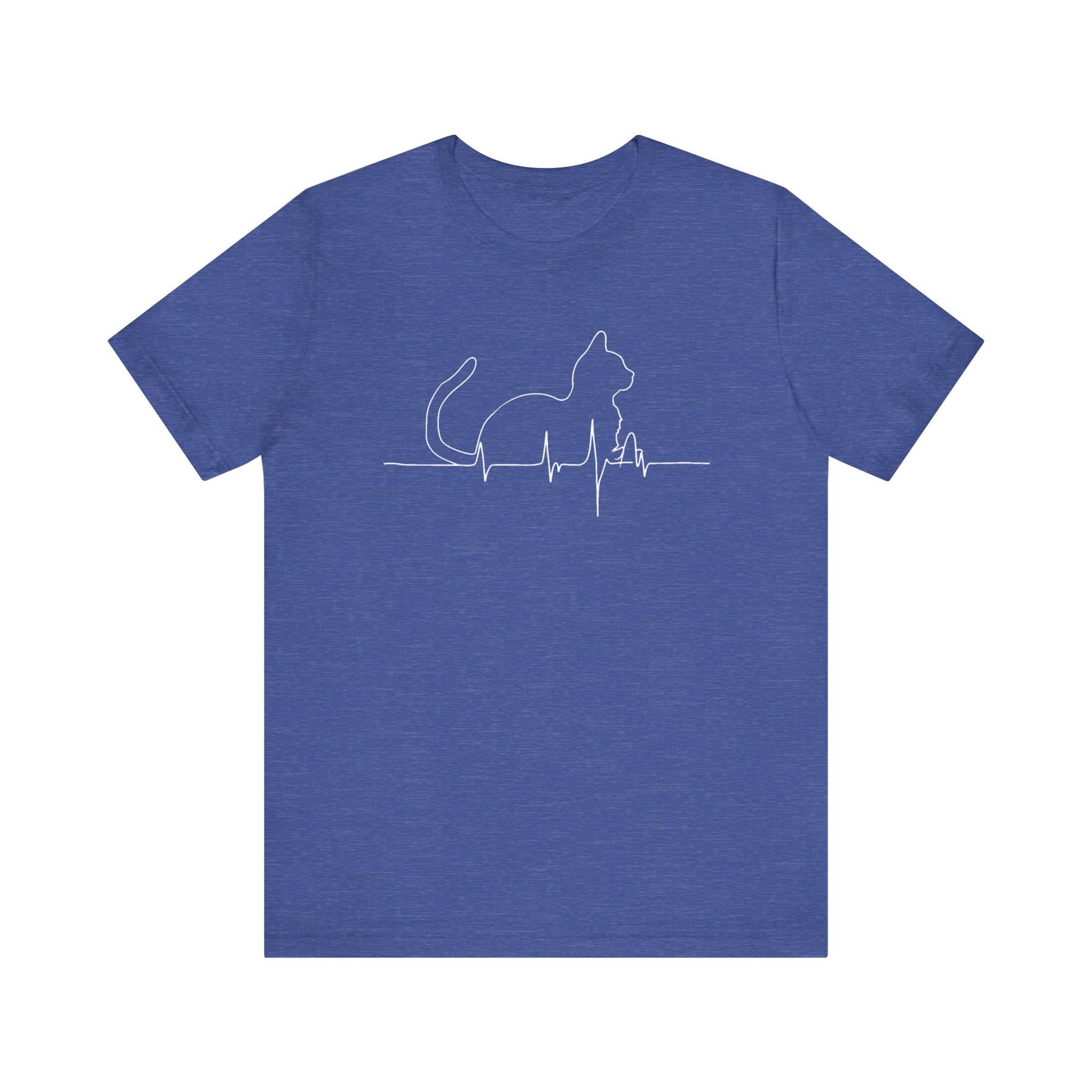 Cat Heartbeat Line Art Shirt Minimalist Cat Lover Gift