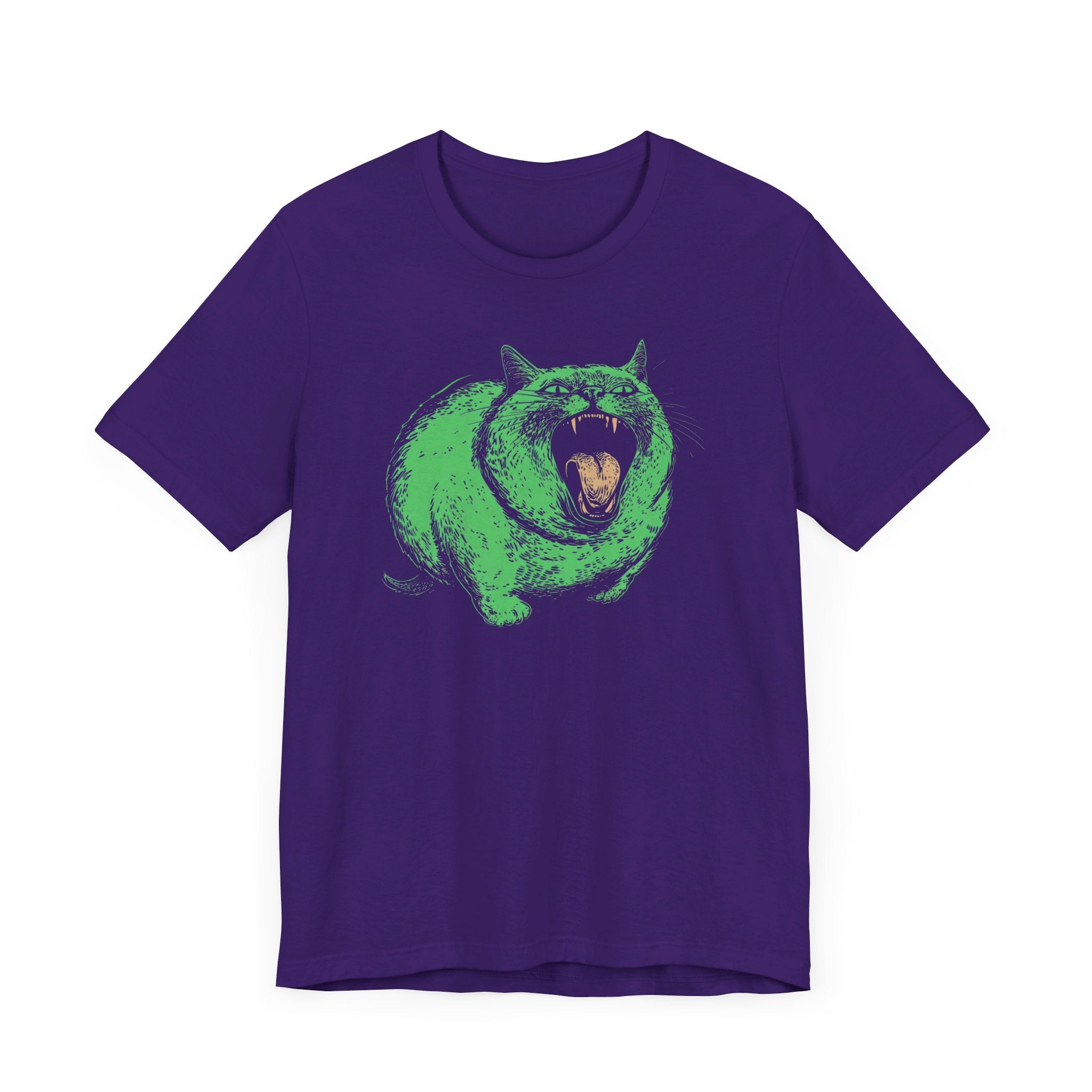 Green Monster Cat T-Shirt - Fierce Feline Halloween Graphic Tee