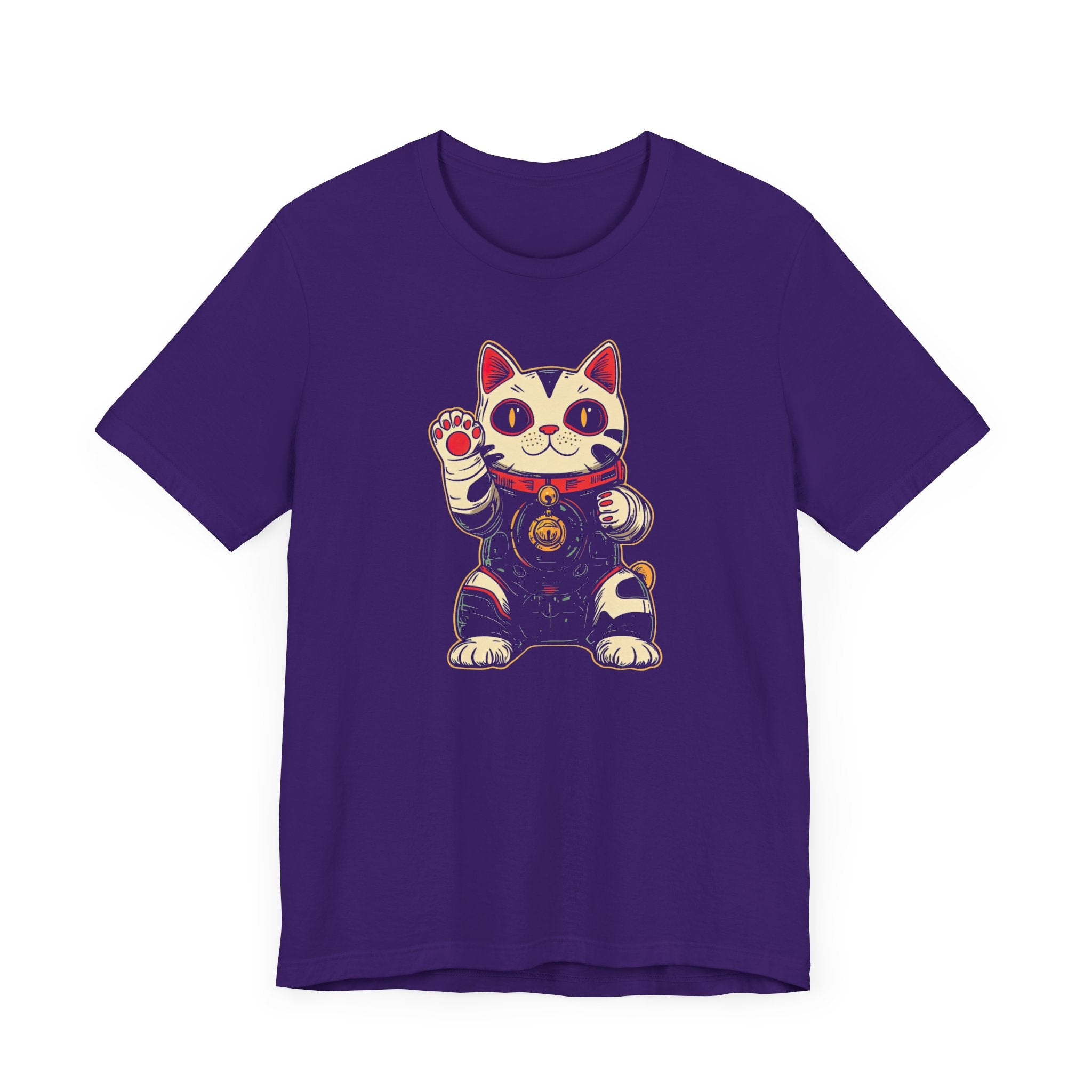 Lucky Cat Robot T-Shirt - Futuristic Maneki-Neko Design