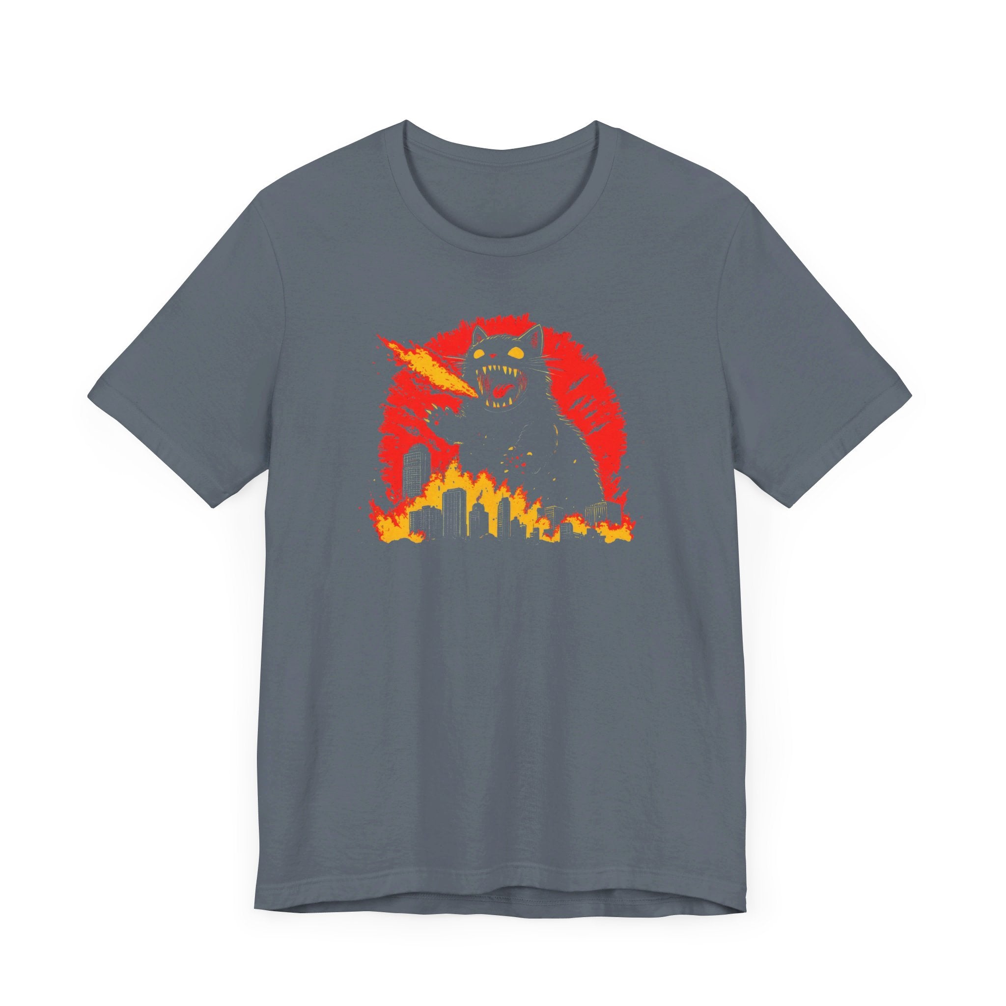 Catzilla Firestorm T-Shirt Fierce Cat Flame Attack Design